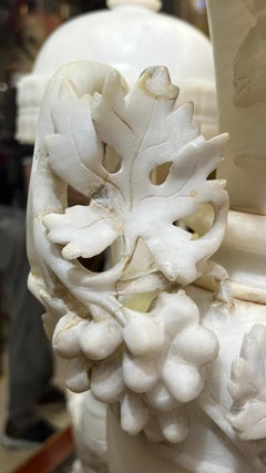 Pair Large 19th Century Italian Carved Alabaster Vases