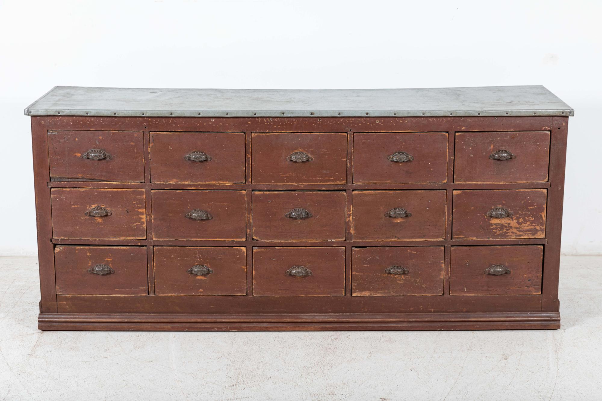 19th Century Pair Large 19thC French Apothecary Counter Cabinets For Sale