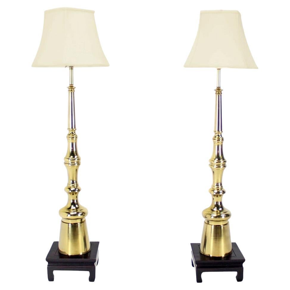 Pair Large 5'Tall Mid-Century Modern Metal Finial-Shape Floor Lamps Stands Mint! For Sale