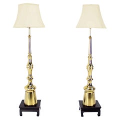 Retro Pair Large 5'Tall Mid-Century Modern Metal Finial-Shape Floor Lamps Stands Mint!