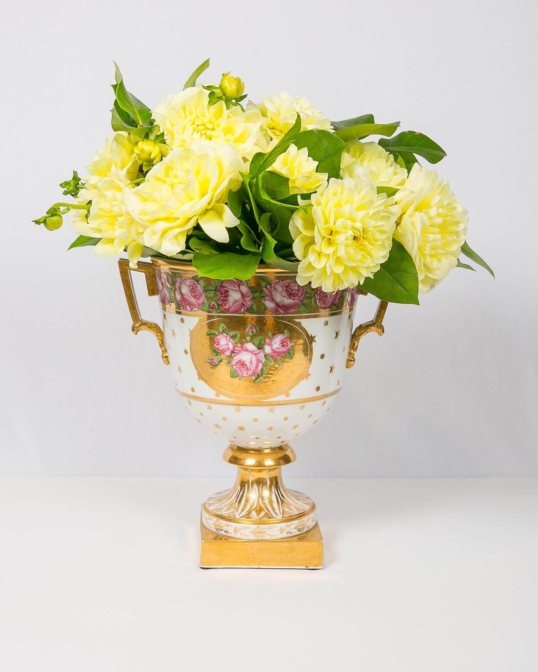 Neoclassical Pair Large Antique English Porcelain Vases Made circa 1810