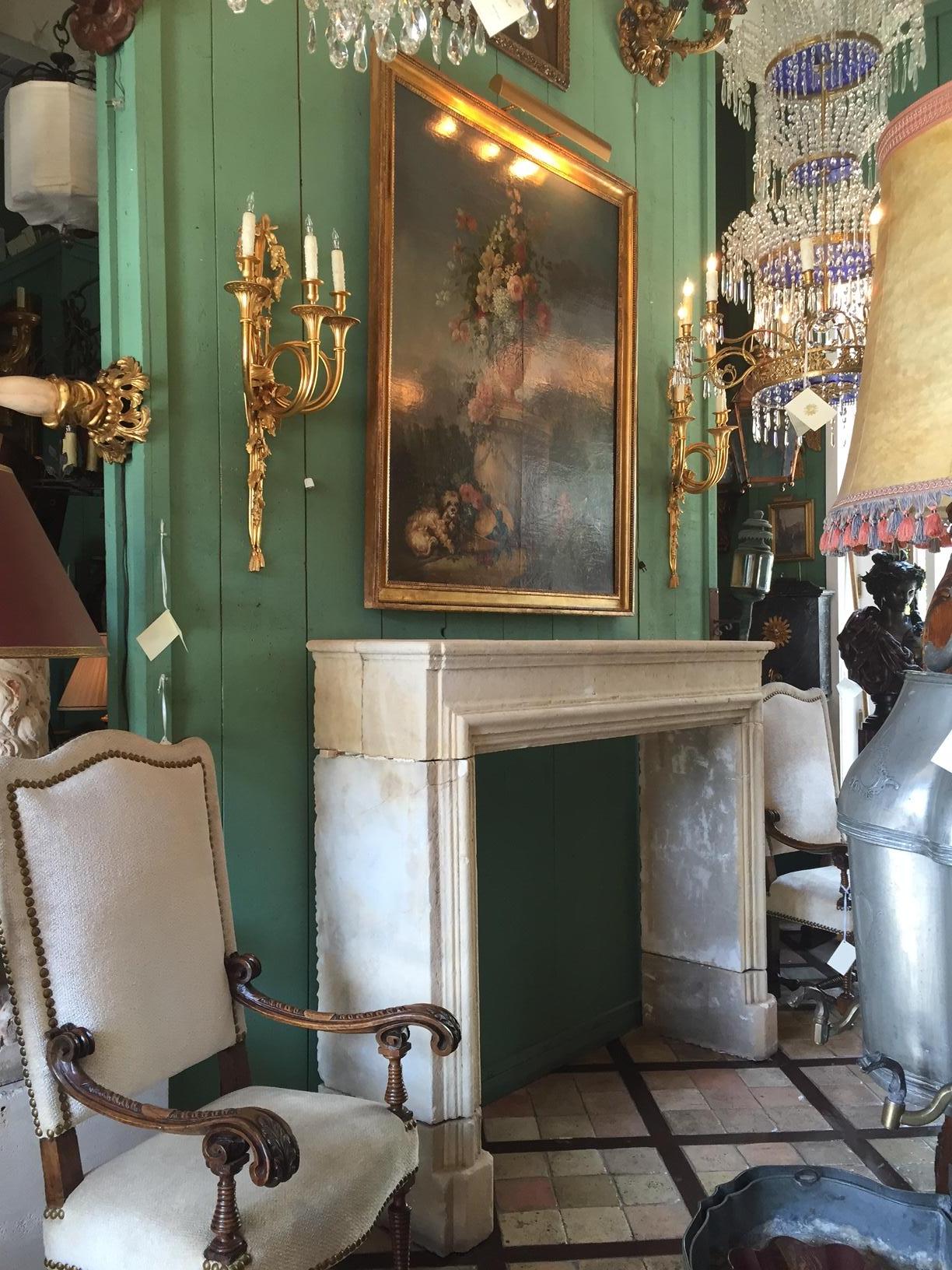 Pair Large Antique Wall Mount Light Sconces Gilt Bronze Hunt Trumpet Bronze Dore For Sale 12