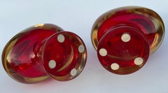 PAR Figuras grandes de Murano Sommerso Antonio da Ros Figuras de pájaros en rojo