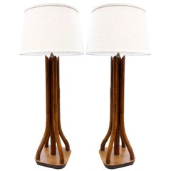 Pair Large Bamboo Lamps