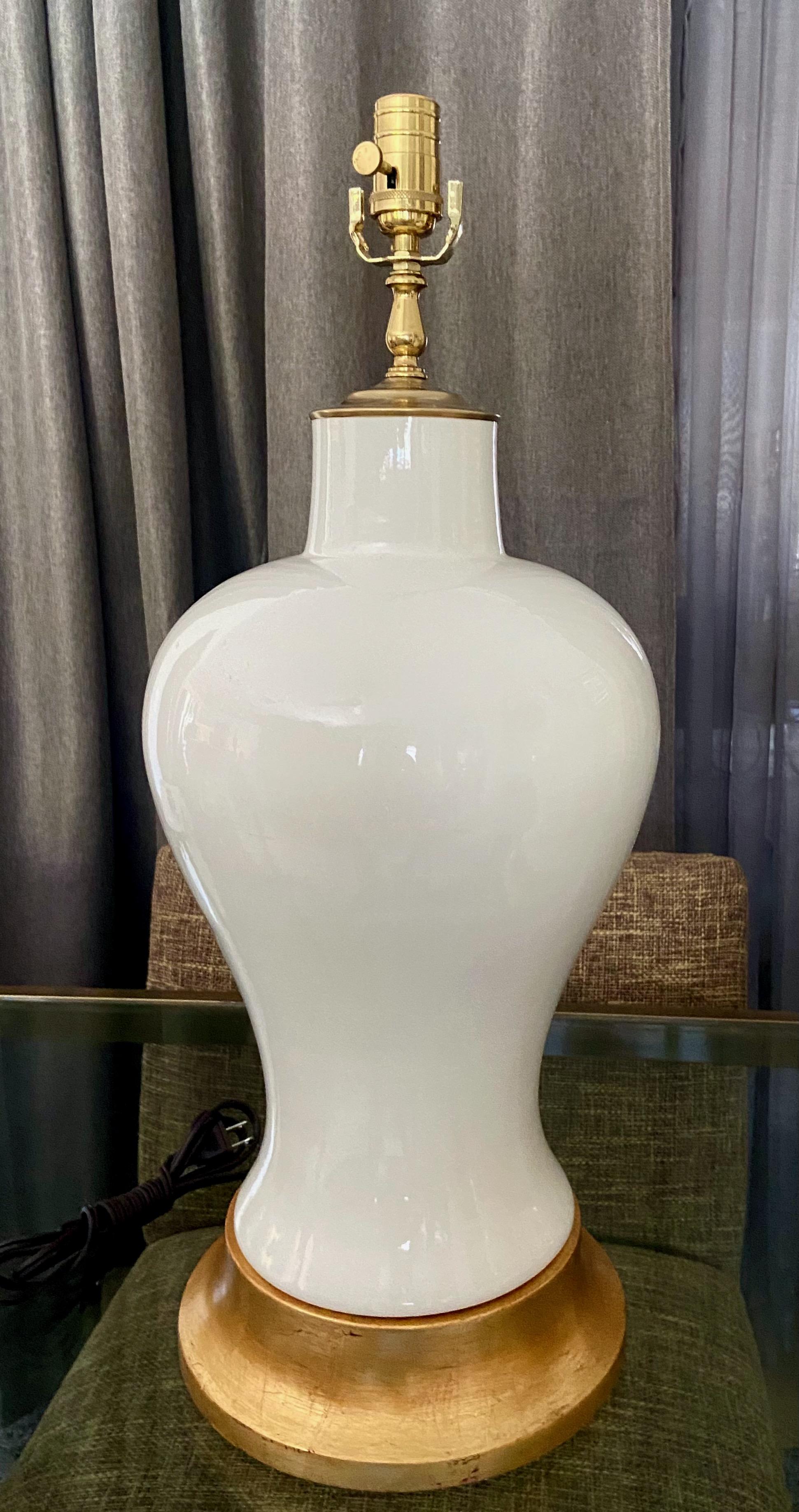 Pair Large Blanc De Shine Porcelain Table Lamps For Sale 4