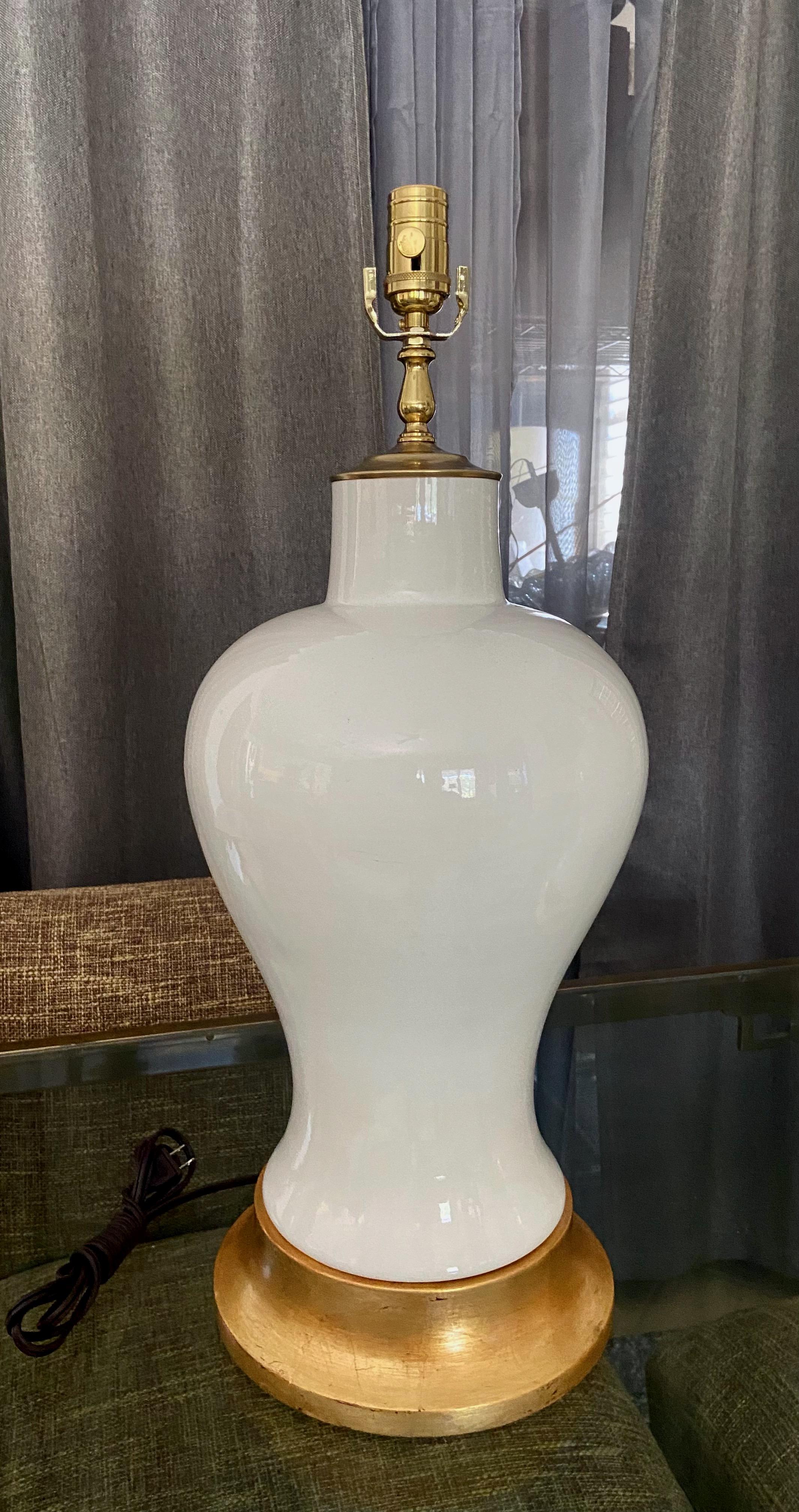 Pair Large Blanc De Shine Porcelain Table Lamps For Sale 5