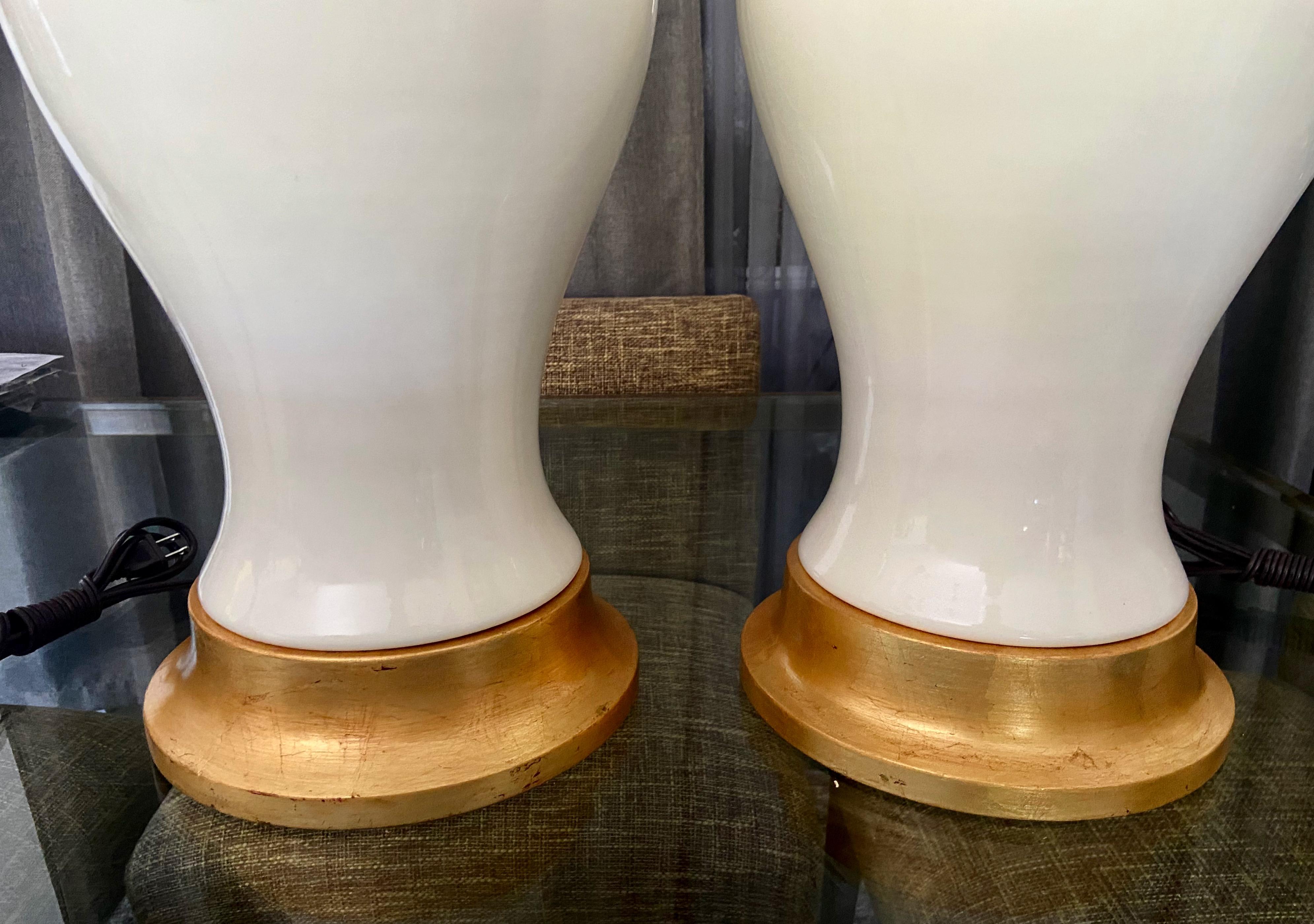Pair Large Blanc De Shine Porcelain Table Lamps For Sale 9