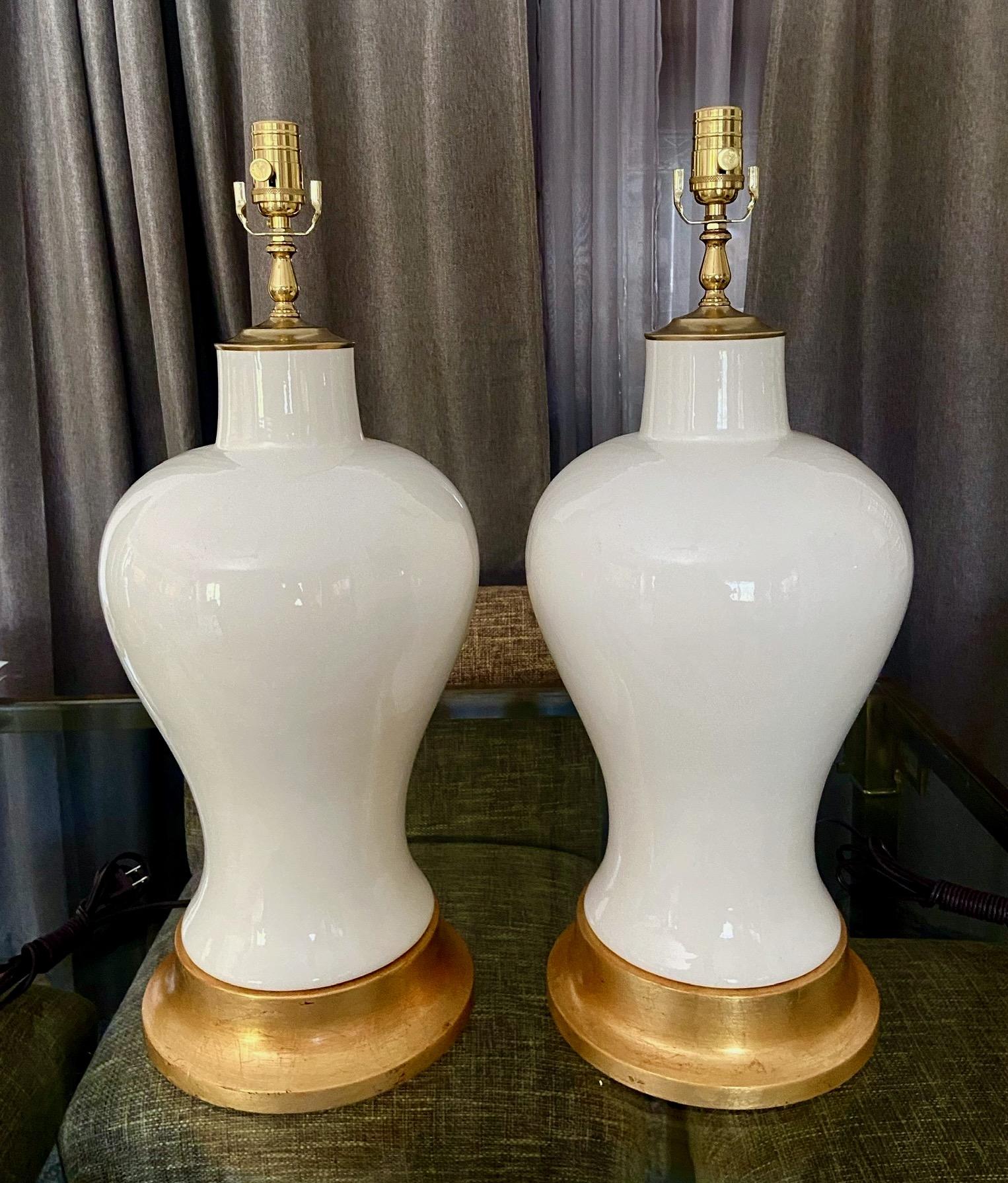 Pair Large Blanc De Shine Porcelain Table Lamps For Sale 13