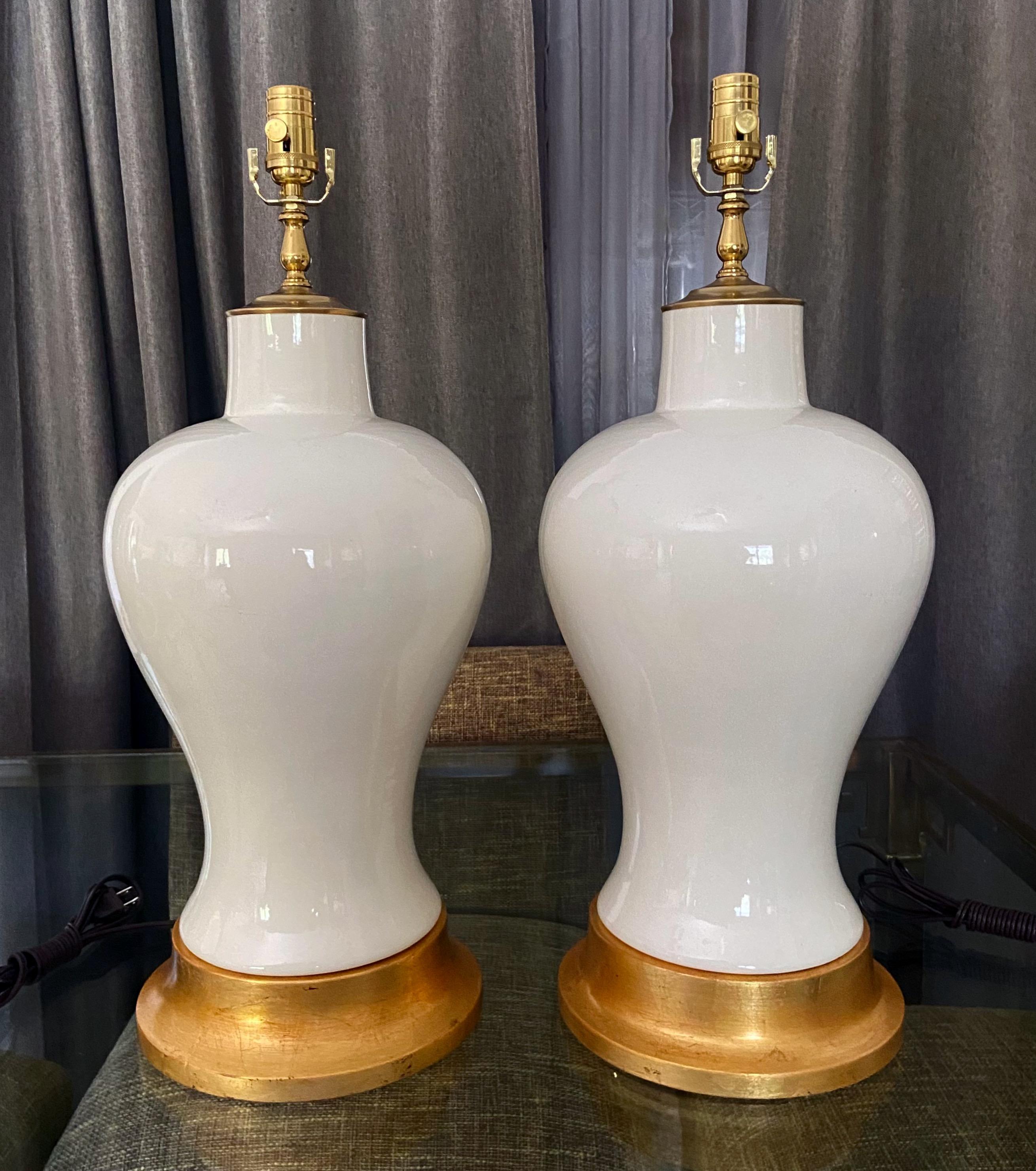 Unknown Pair Large Blanc De Shine Porcelain Table Lamps For Sale