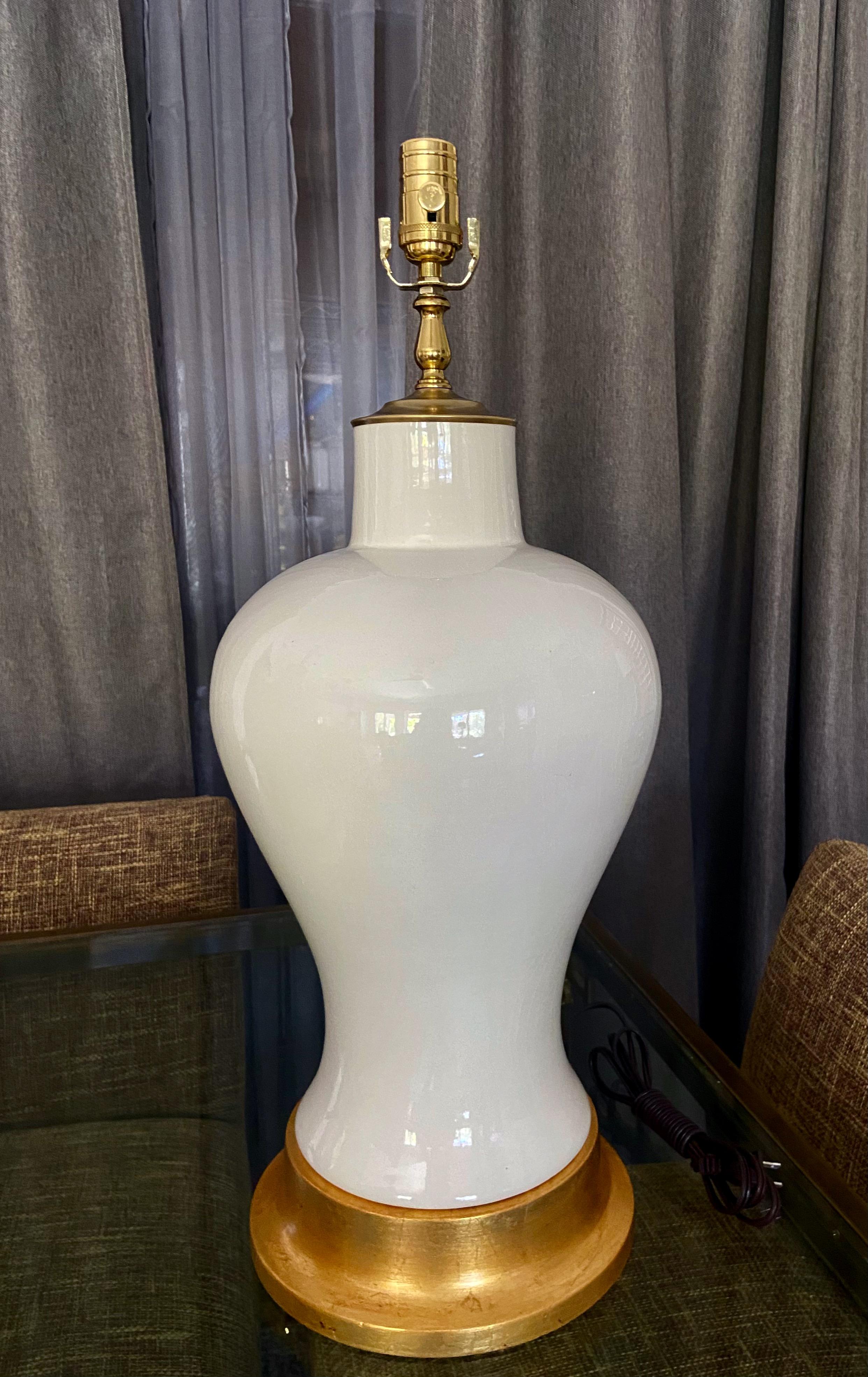 Pair Large Blanc De Shine Porcelain Table Lamps For Sale 1