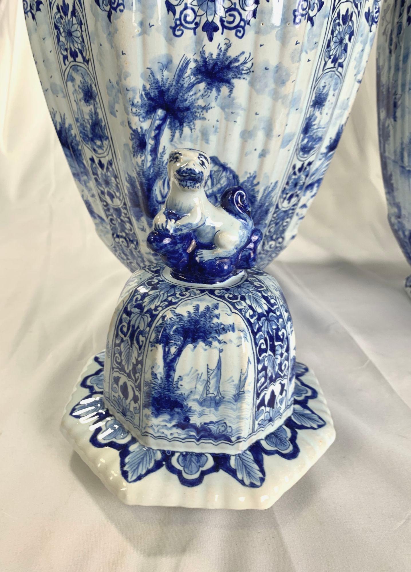 Pair Large Blue and White Delft Jars Netherlands Late 19th Century 6