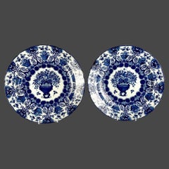 Pareja de Cargadores Holandeses de Delft Azul y Blanco Pintados a Mano De Porceleyne Claeuw C-1760