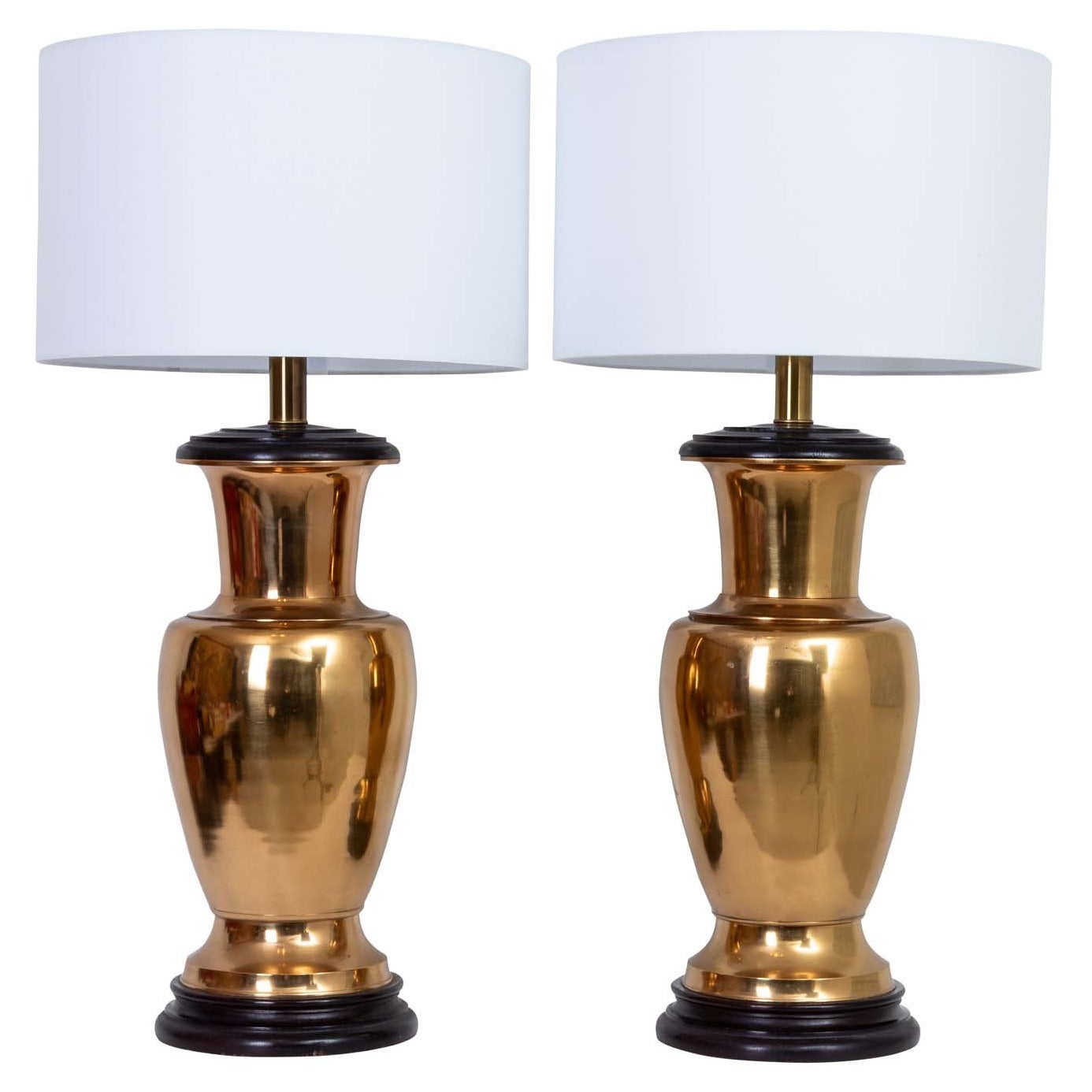 Pair Large Brass Lamps