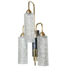 Pair of Large Brass Sconces with Vintage German Glass
