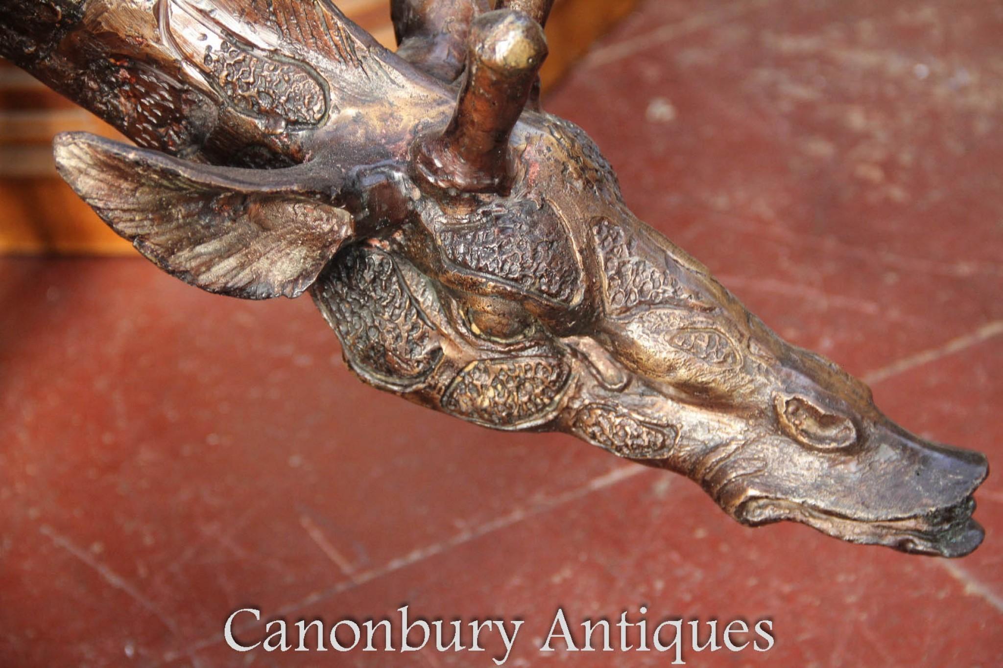 Pair Large Bronze Giraffes - Animal Statues Garden Casting 7