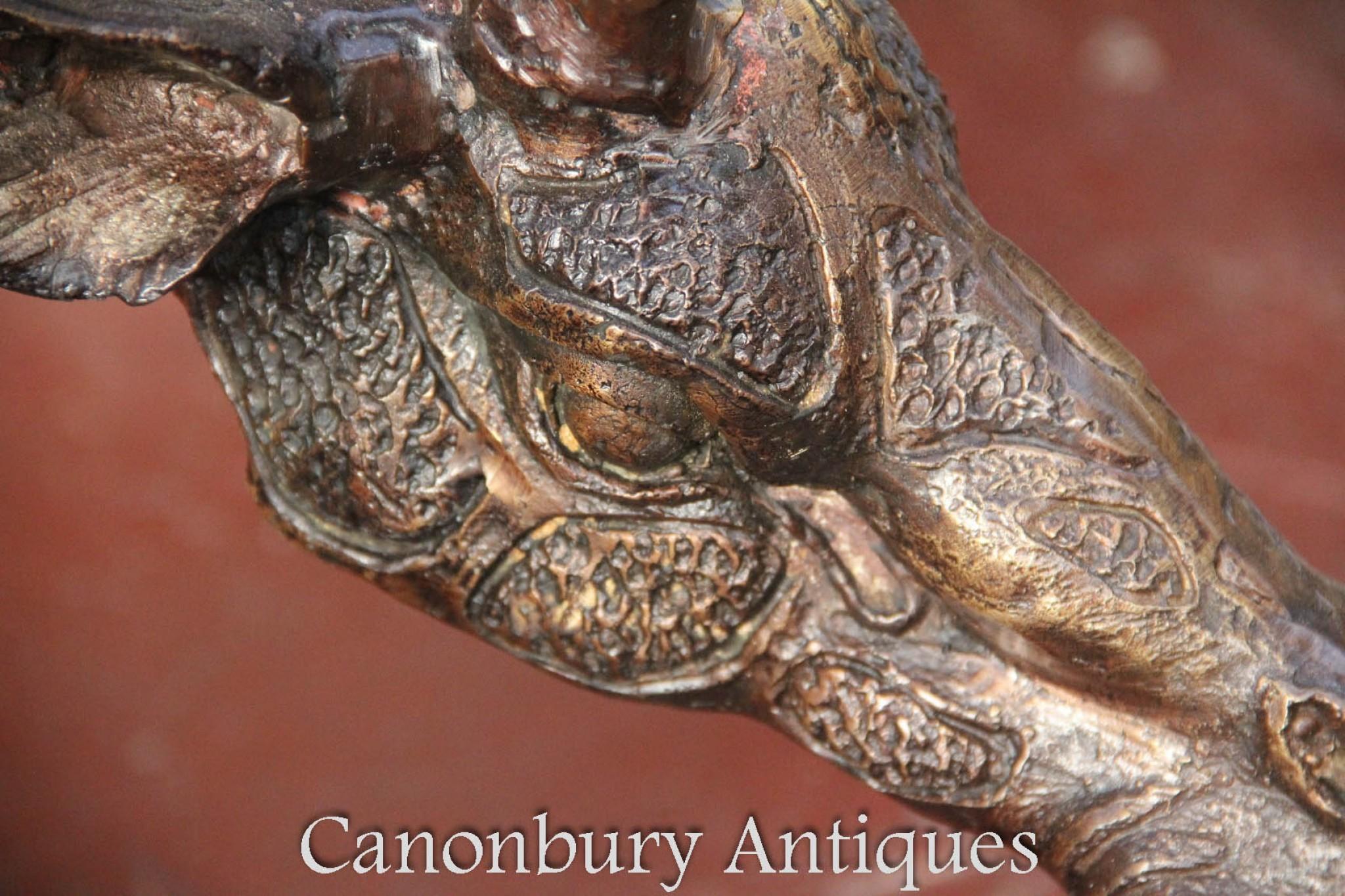 Pair Large Bronze Giraffes - Animal Statues Garden Casting 9