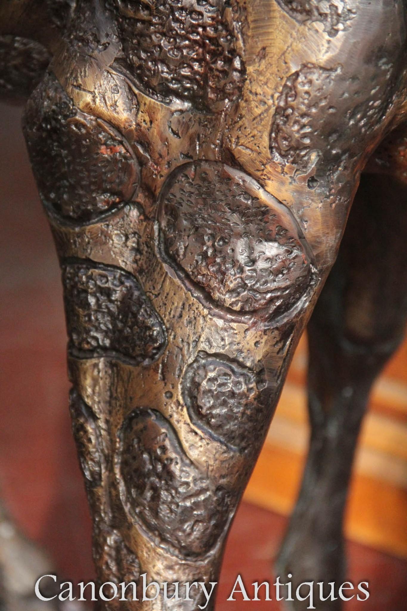 Pair Large Bronze Giraffes - Animal Statues Garden Casting 13