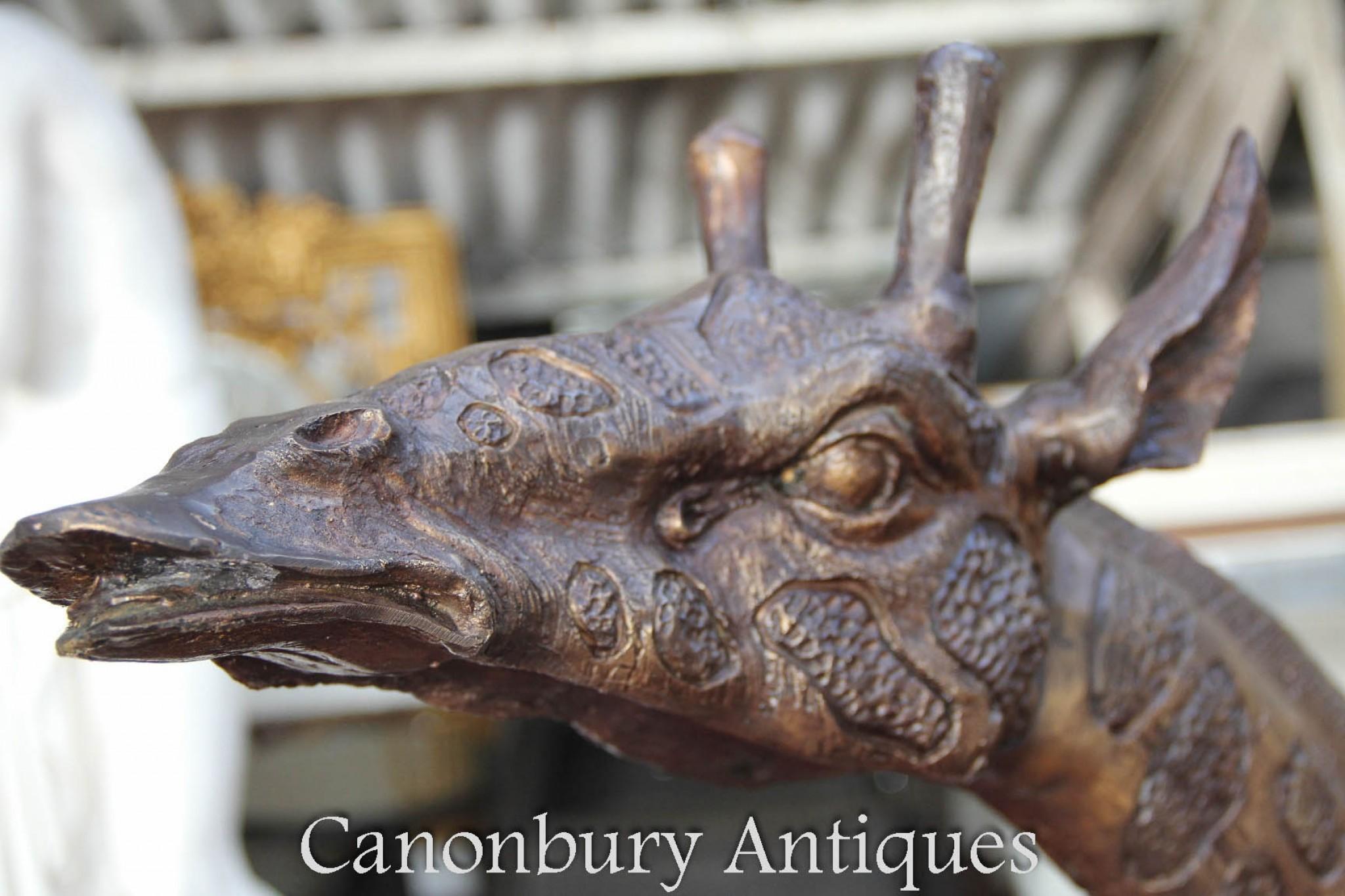 Quirky pair of large bronze giraffes
The tallest one is almost five feet - 147 CM - tall
Great for the garden and being bronze they can live outside with no fear of rusting
Note if you would like to view in our Herts showroom please contact us first