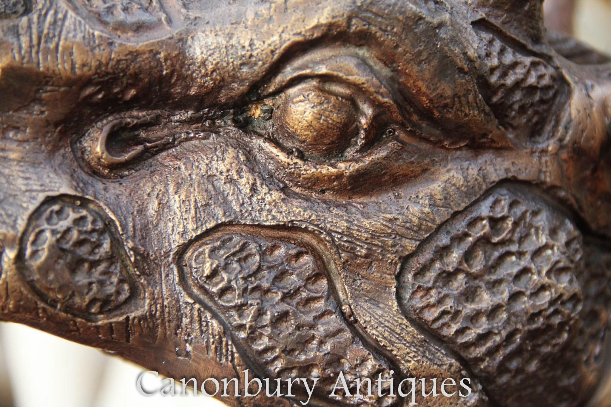 Pair Large Bronze Giraffes - Animal Statues Garden Casting 1