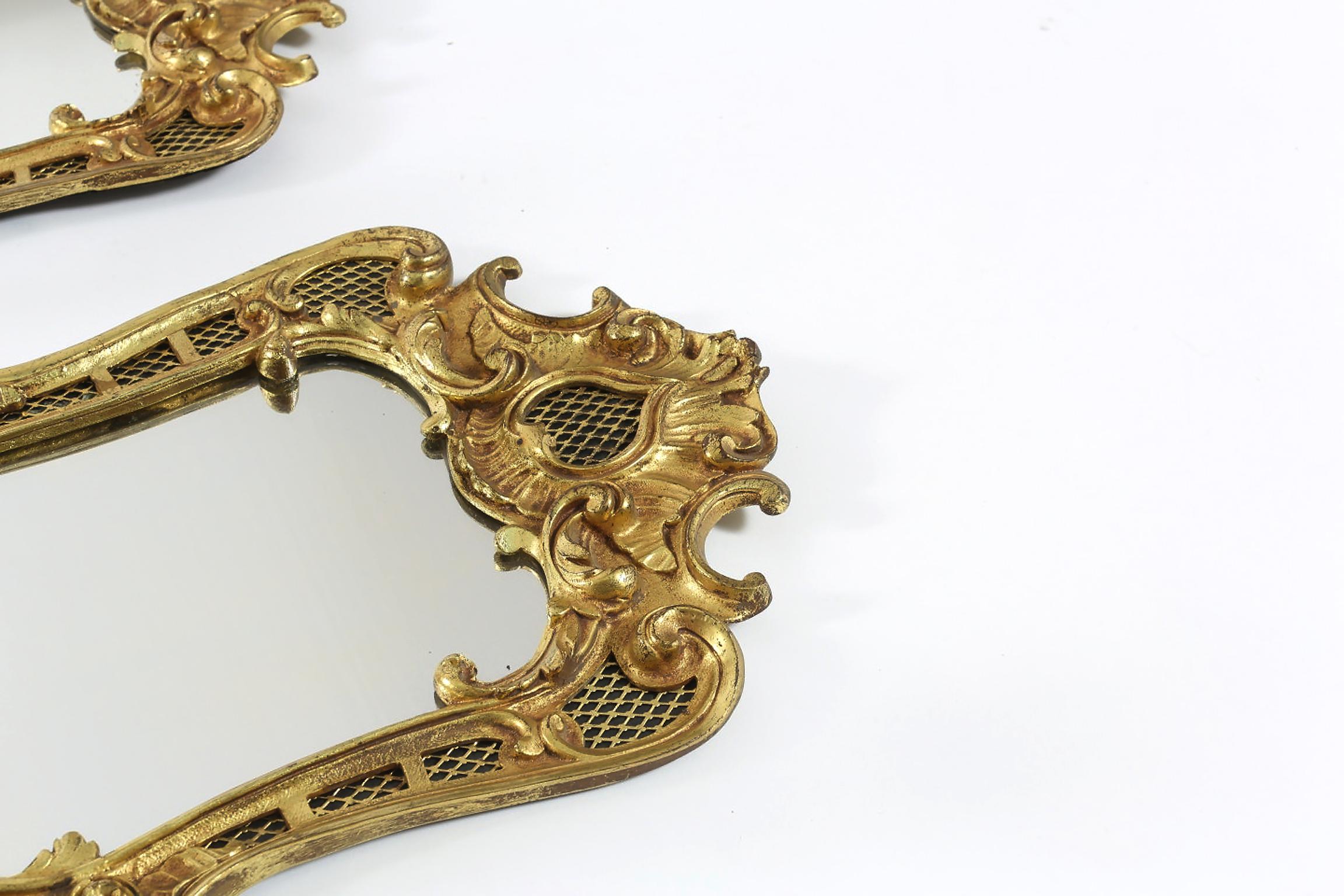 19th Century Pair  Large Bronze Mirrored Back Sconces
