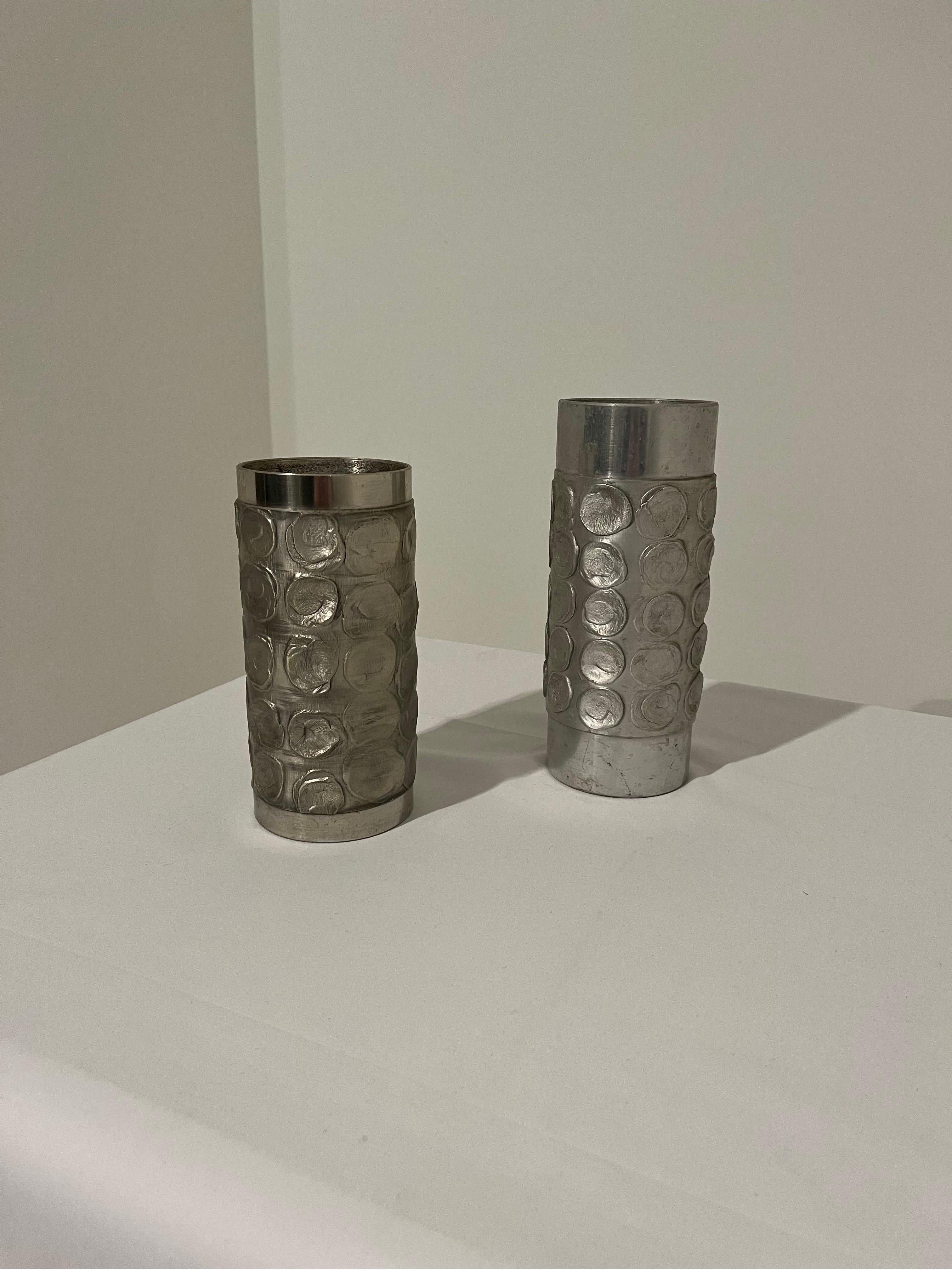 Large Brutalist Aluminium Vases 
From Germany 

Great size and texture. 
Height 21 and 25cm. 

