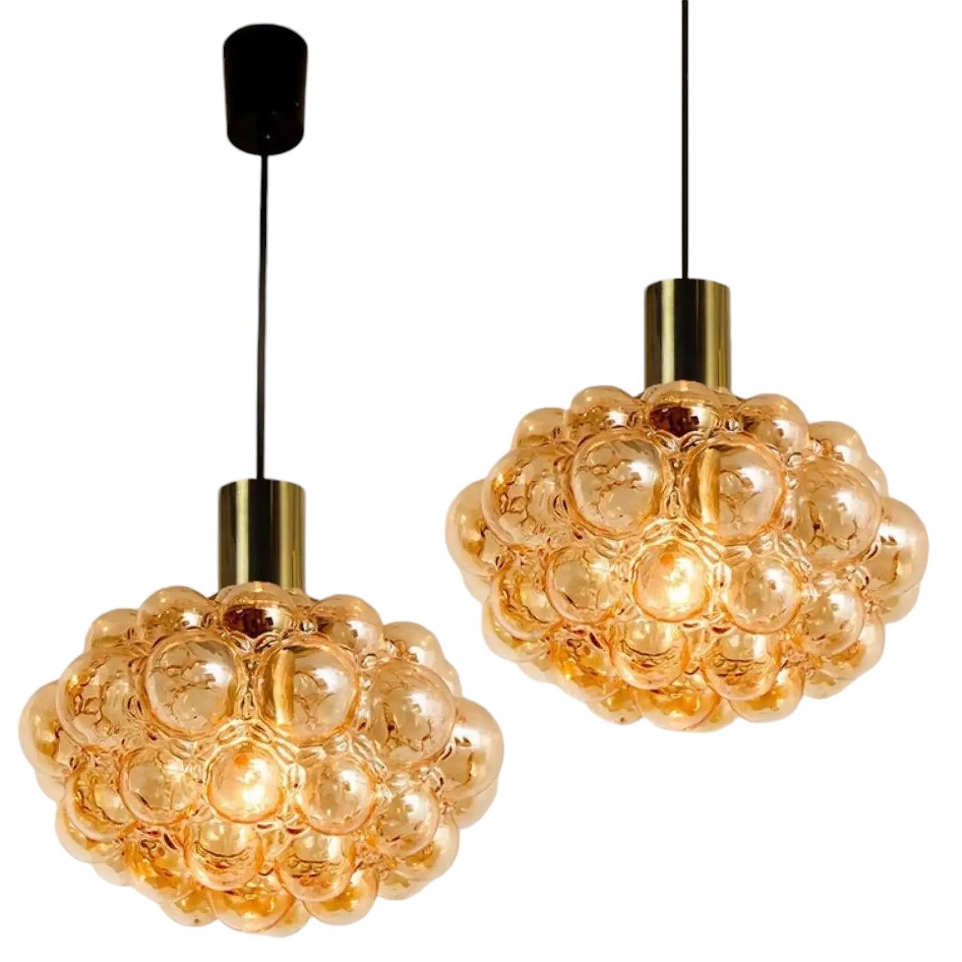 Pair Large Bubble Glass Pendelleuchten von Helena Tynell, Limburg, Deutschland 1960s im Angebot 6