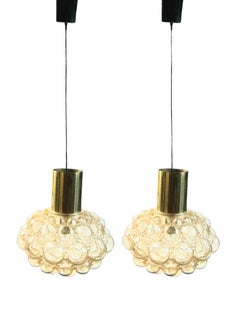 Pair Large Bubble Glass Pendant Lights by Helena Tynell, Limburg, Germany 1960s