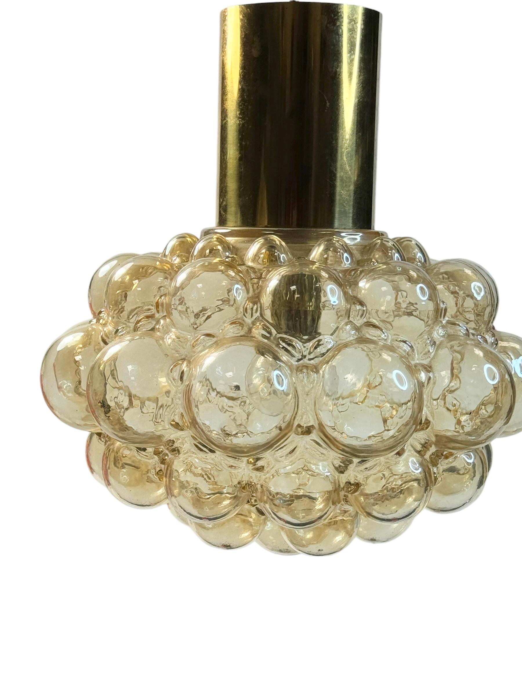 Pair Large Bubble Glass Pendelleuchten von Helena Tynell, Limburg, Deutschland 1960s (Mitte des 20. Jahrhunderts) im Angebot