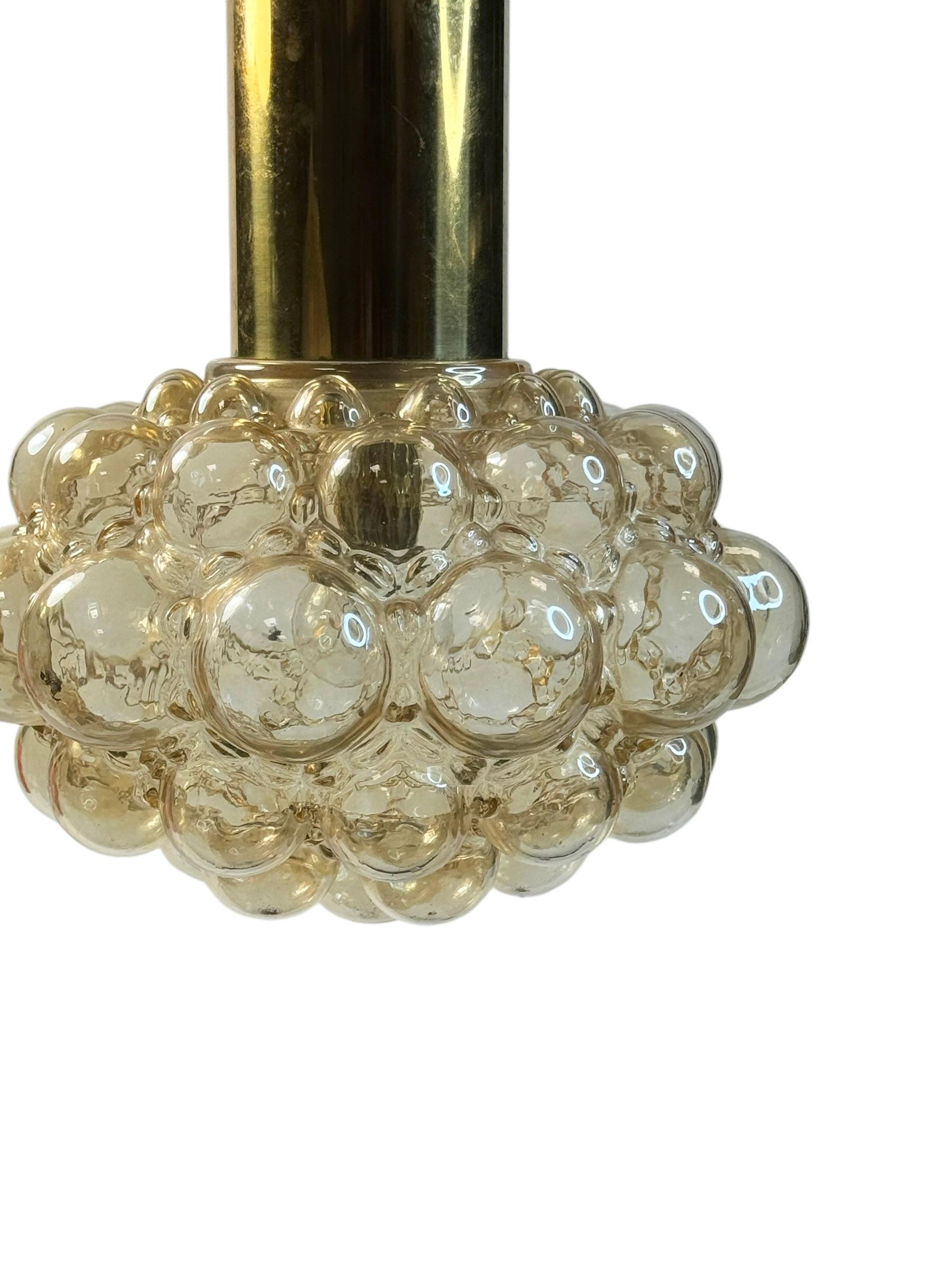 Pair Large Bubble Glass Pendelleuchten von Helena Tynell, Limburg, Deutschland 1960s (Metall) im Angebot