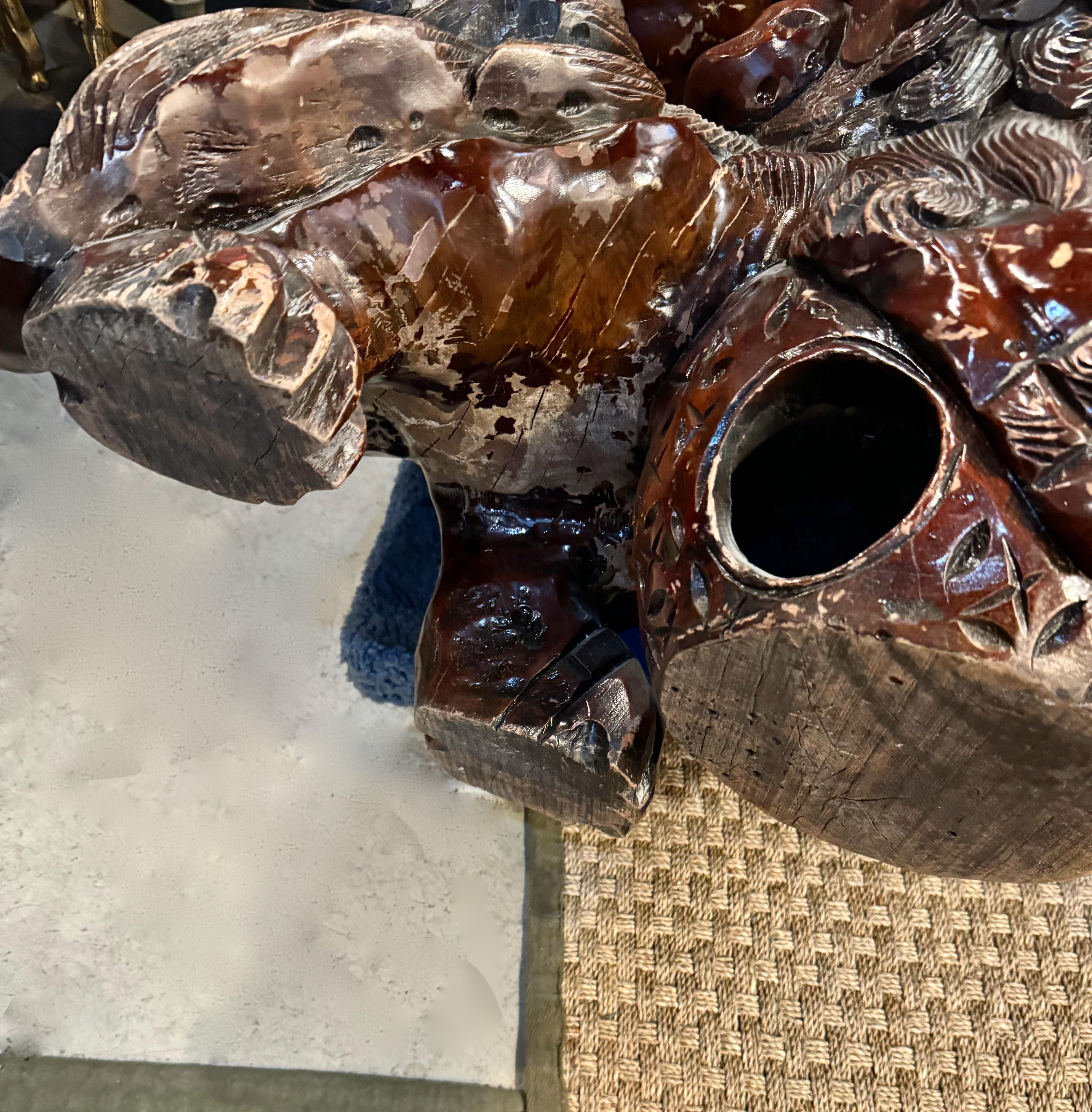 20th Century Pair Large Carved Fu Lions