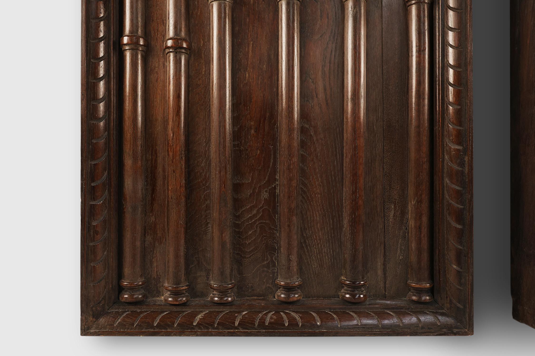 Oak Pair large carved Portuguese oak wall panels, ca. 1850 For Sale