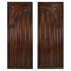 Pair large carved Portuguese oak wall panels, ca. 1850
