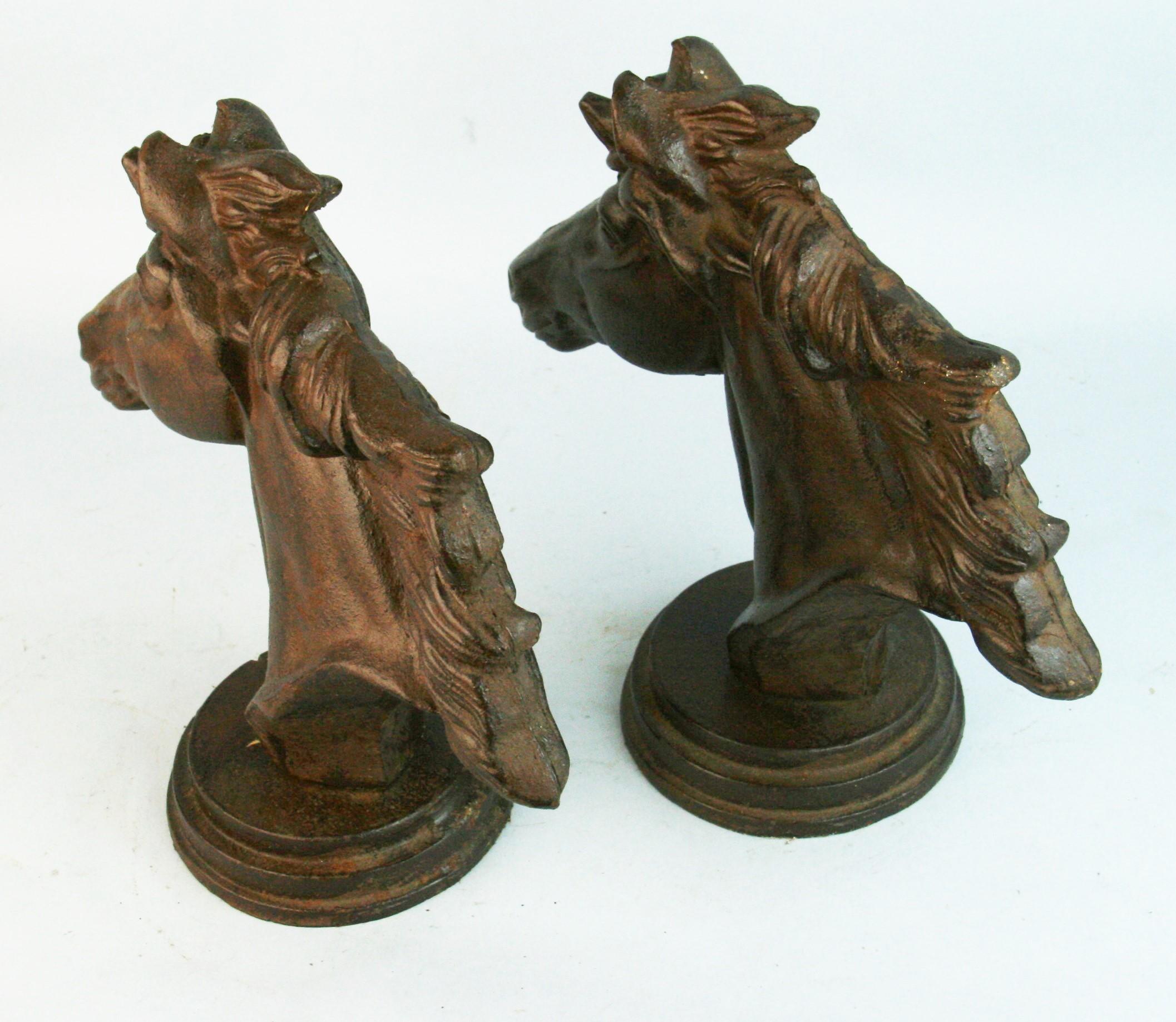 Pair Large Cast Iron Horse Bookends/Sculptures For Sale 1