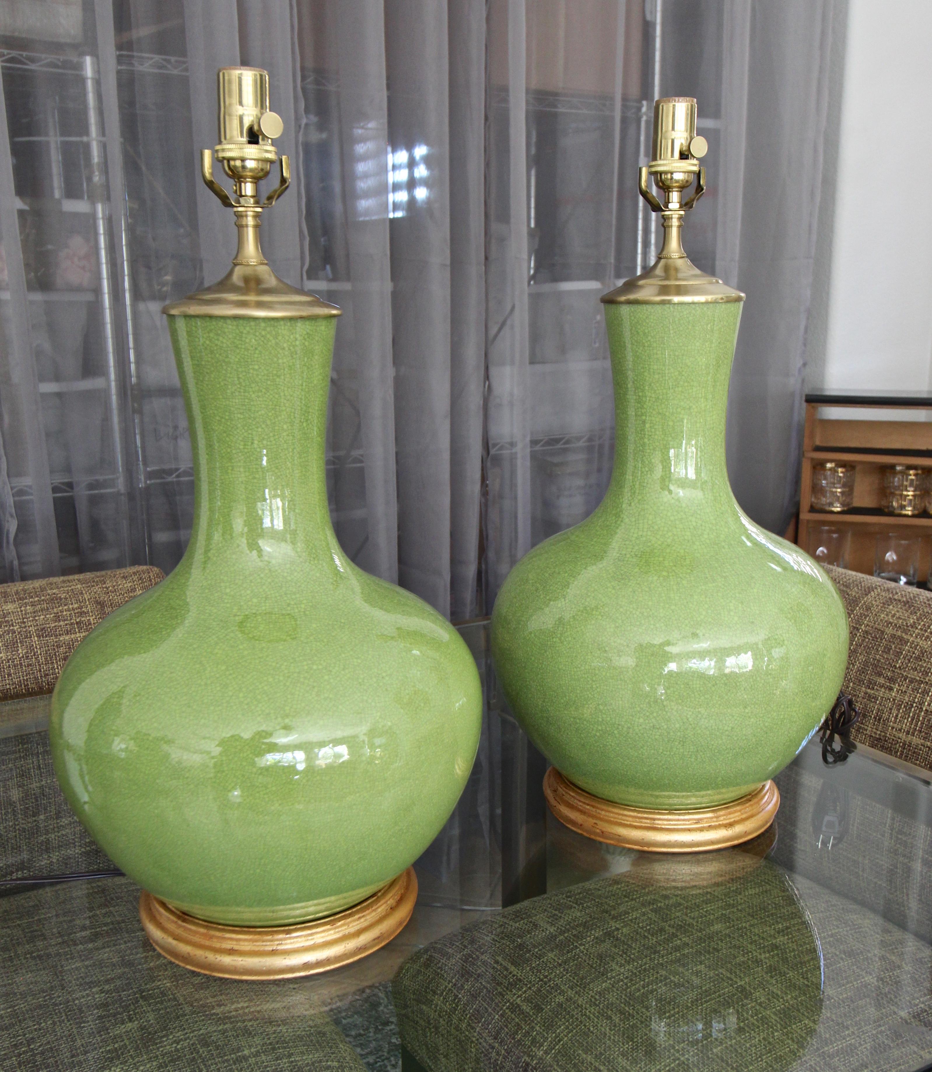 green porcelain lamp