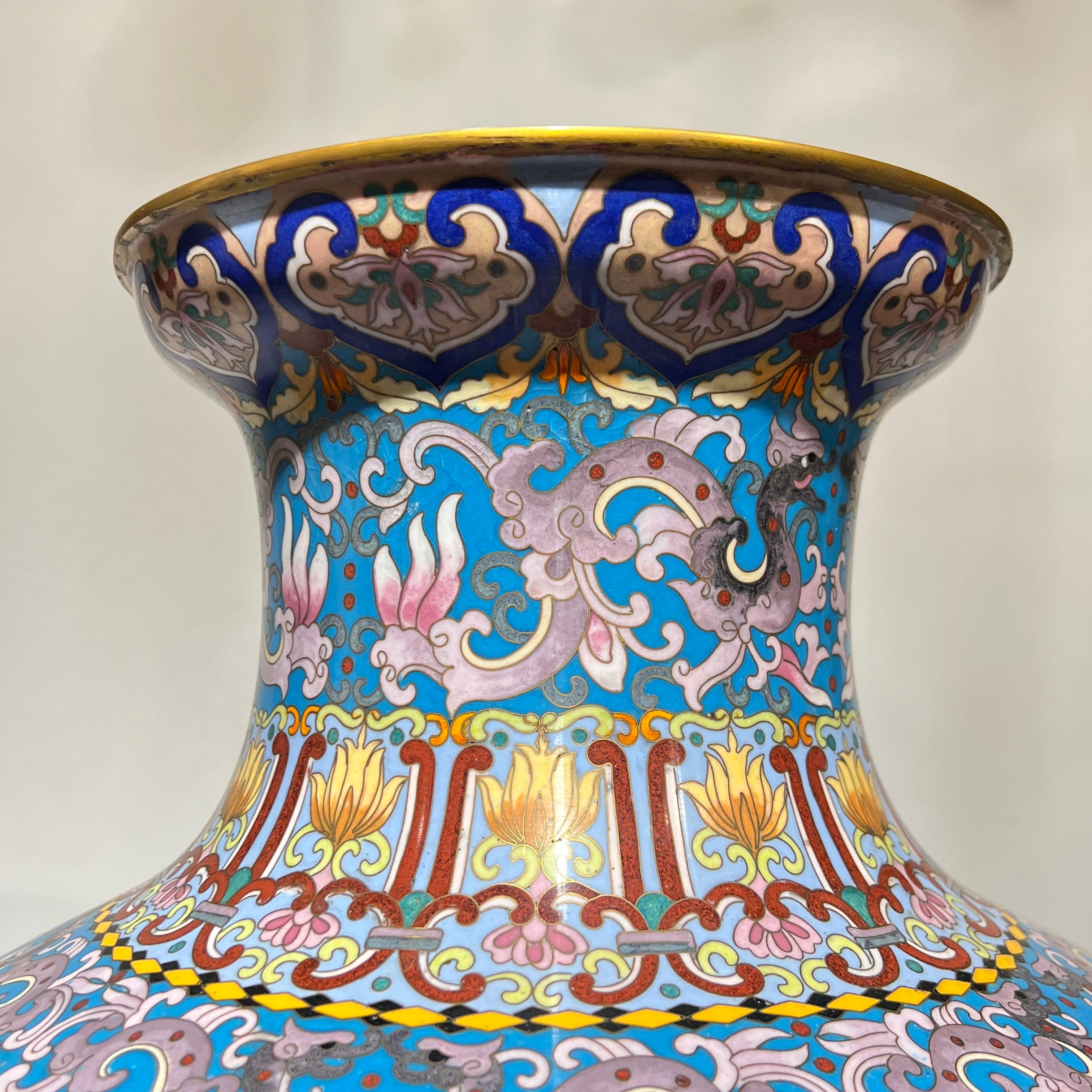 Pair Large Chinese Cloisonne Vases -- 25 1/2 Inches 6
