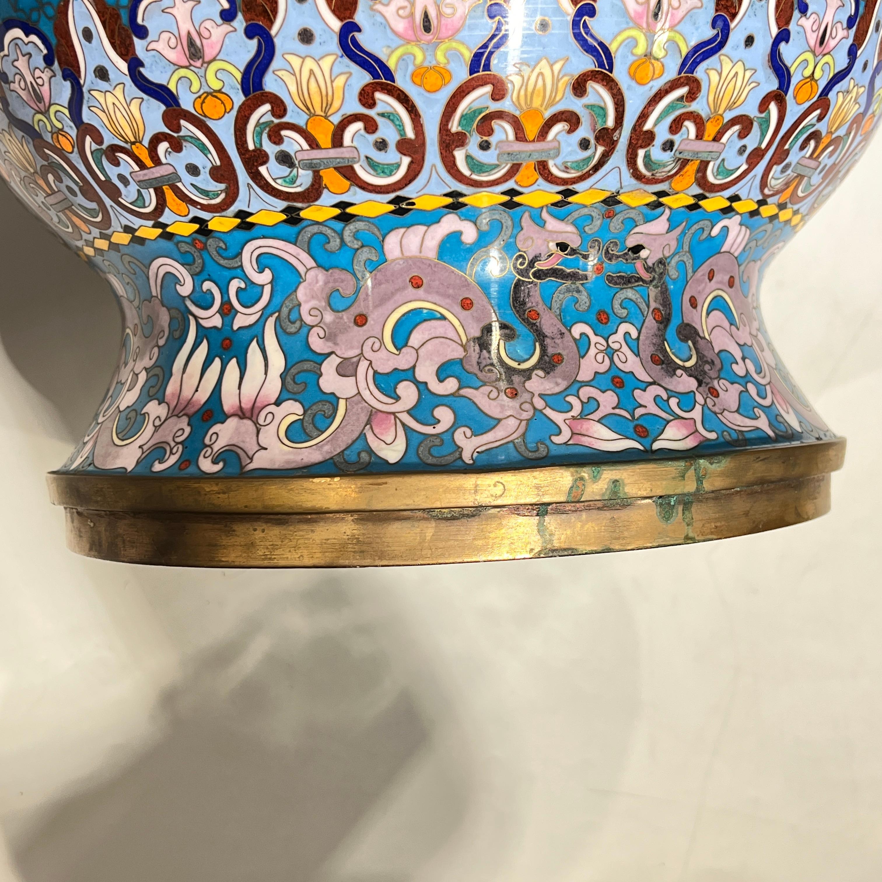 Pair Large Chinese Cloisonne Vases -- 25 1/2 Inches 8