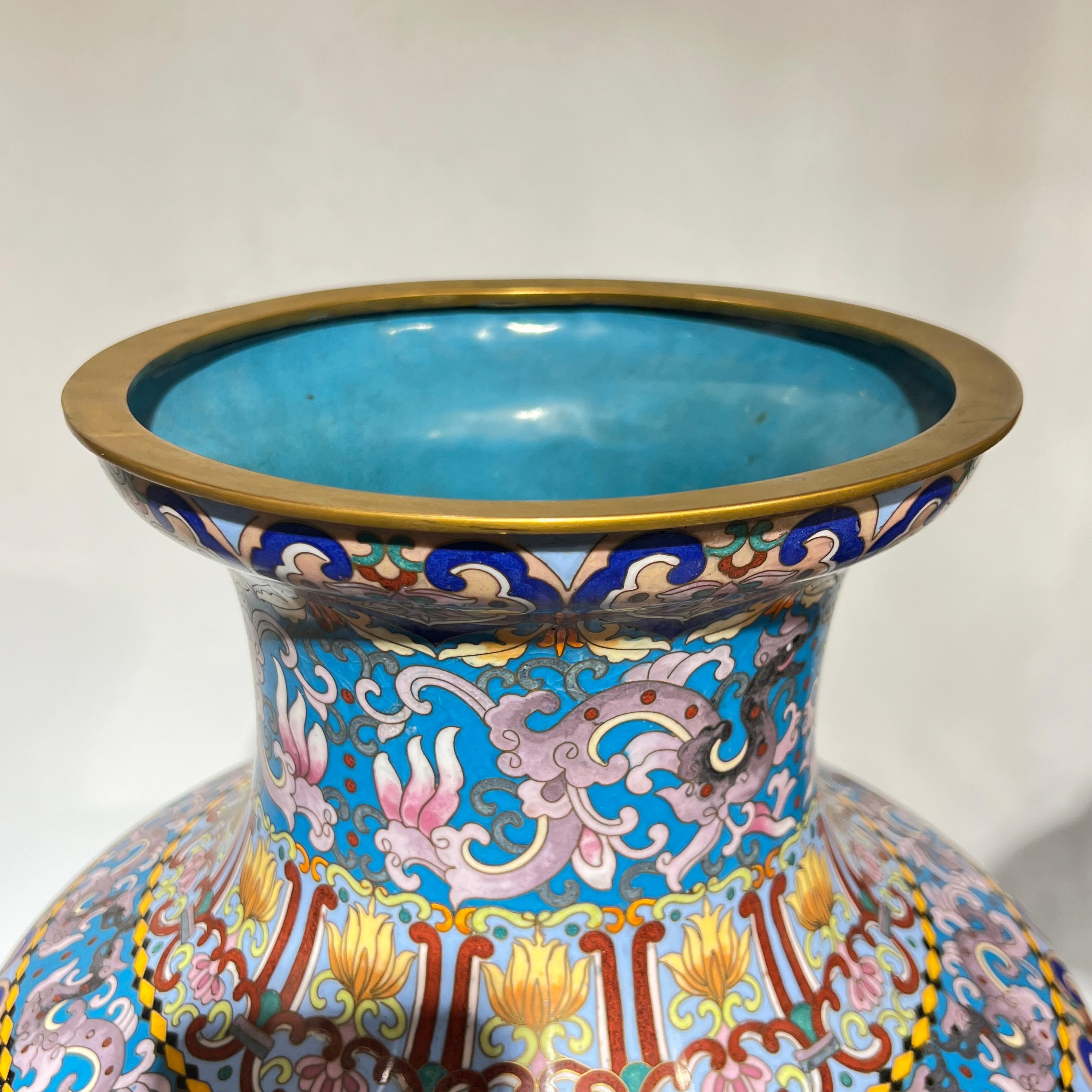 Pair Large Chinese Cloisonne Vases -- 25 1/2 Inches 9