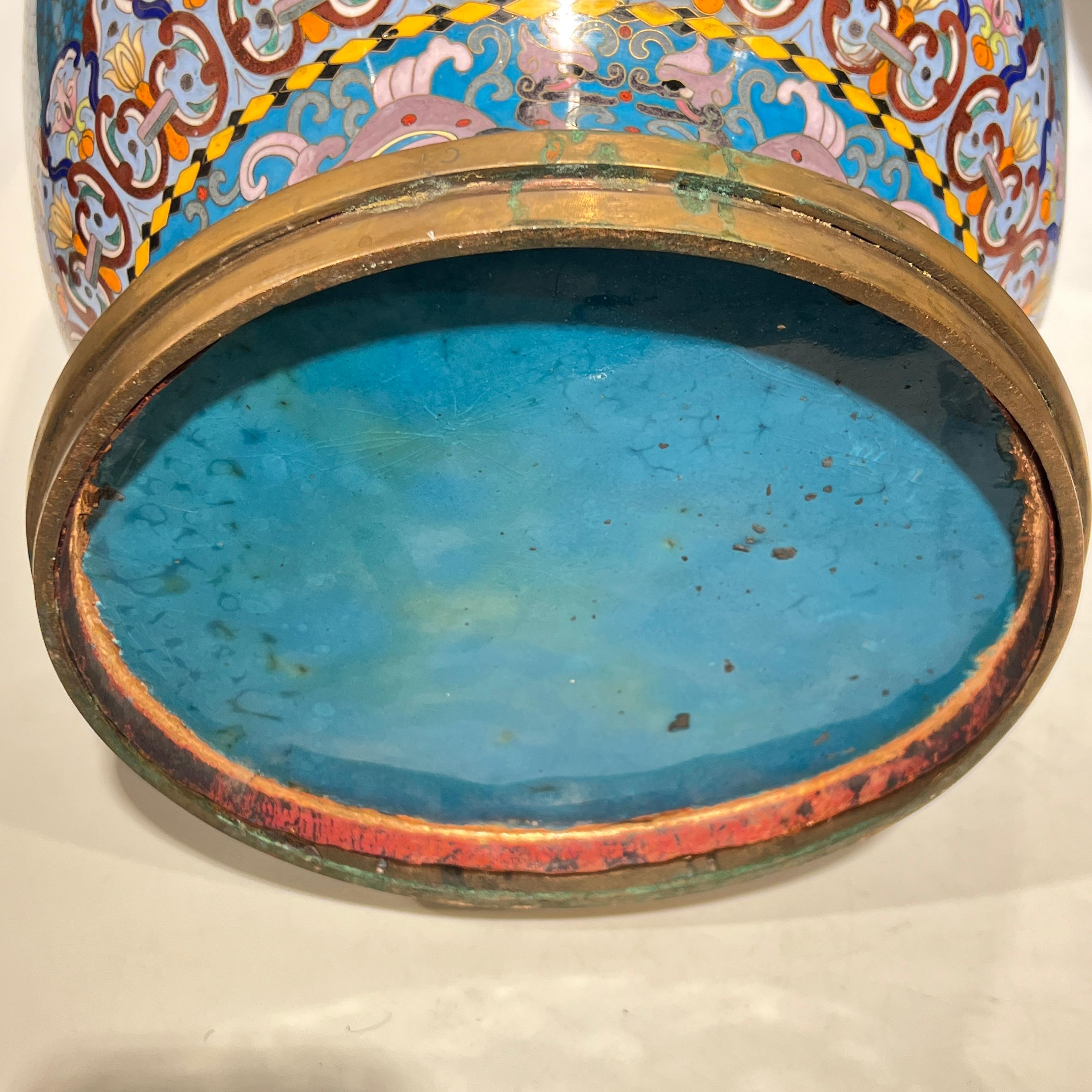 Pair Large Chinese Cloisonne Vases -- 25 1/2 Inches 12