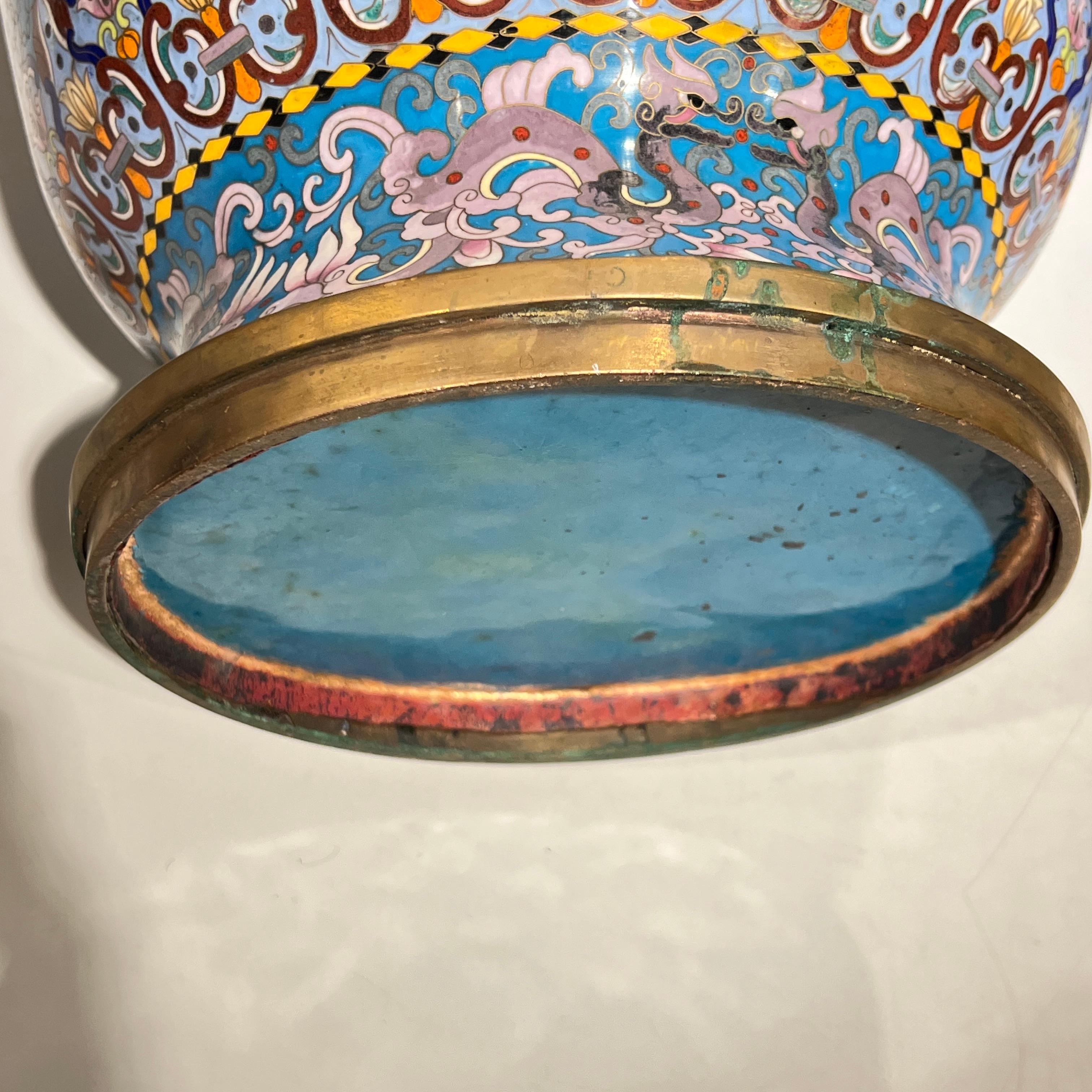 Pair Large Chinese Cloisonne Vases -- 25 1/2 Inches 13