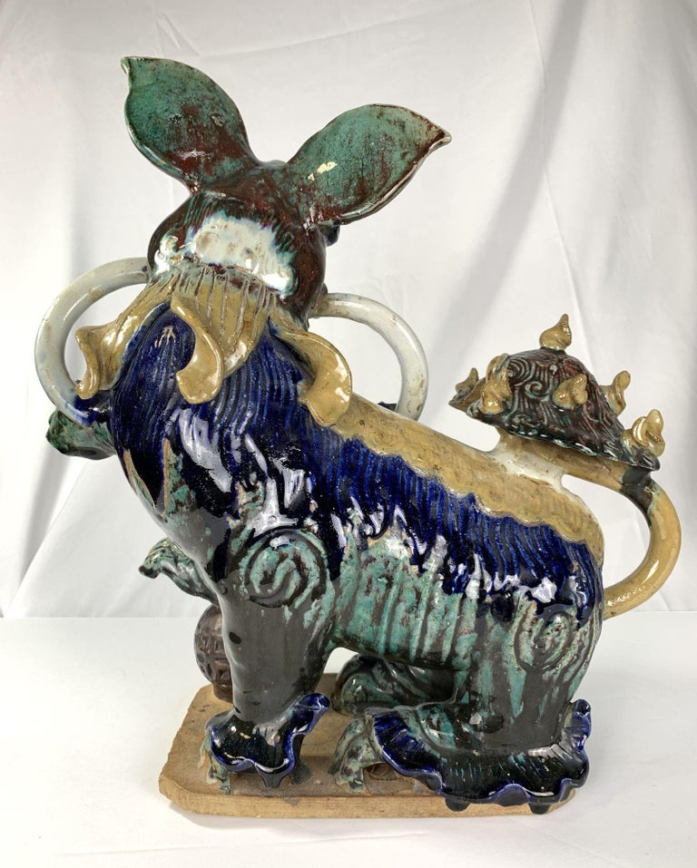 Pair Large Chinese Guardian Lions Qing Dynasty 19th Century For Sale at 1stDibs