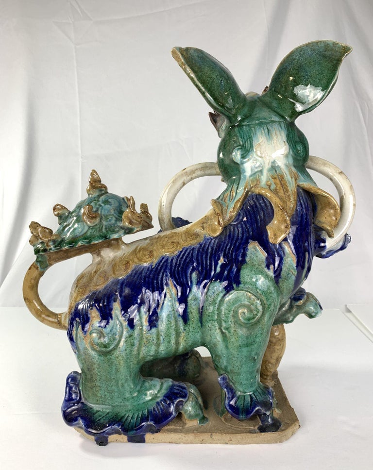 Pair Large Chinese Guardian Lions Qing Dynasty 19th Century For Sale at 1stDibs
