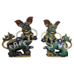 Pair Large Chinese Guardian Lions Qing Dynasty 19th Century