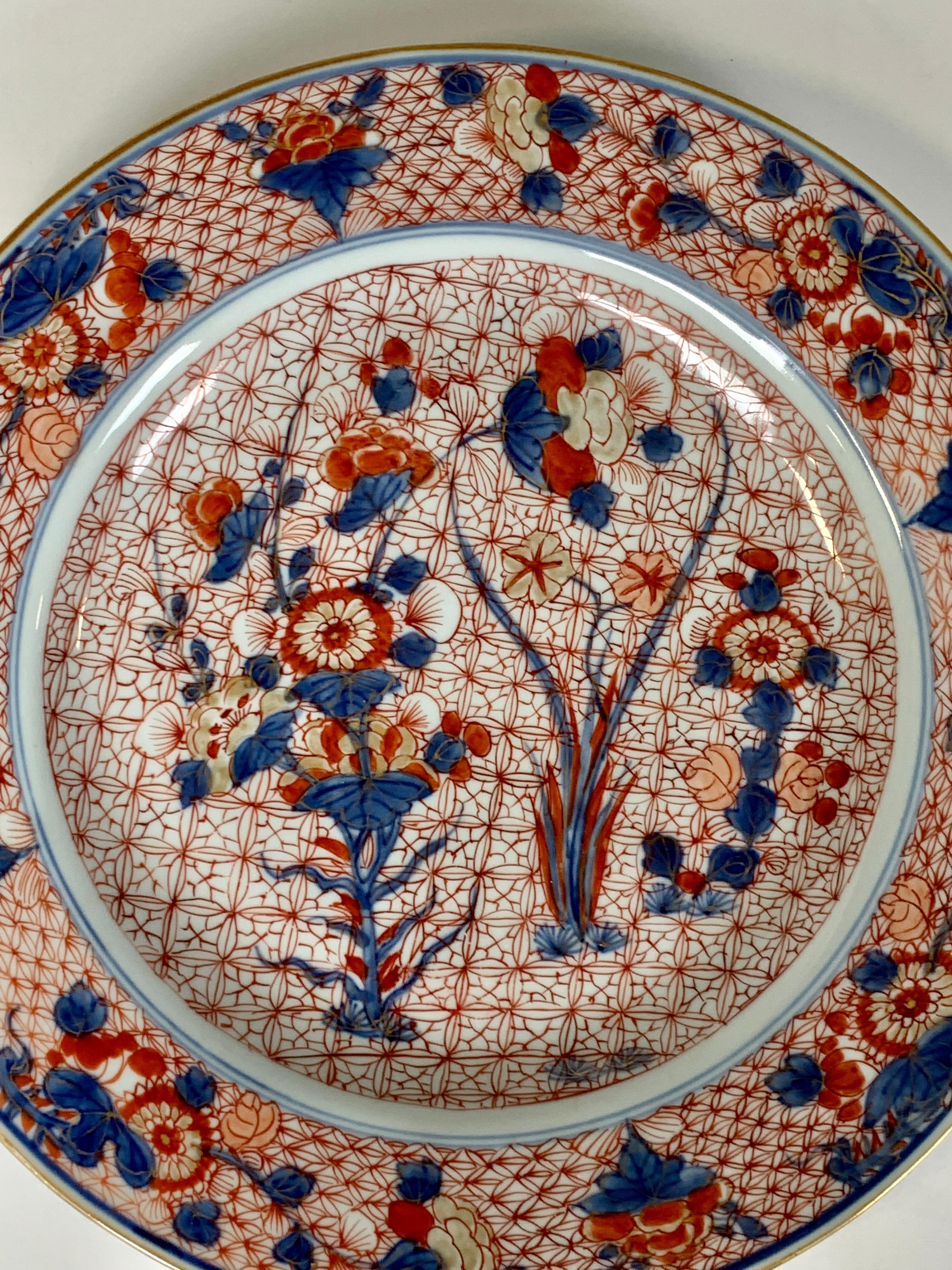 Pair Large Chinese Imari Porcelain Dishes Hand-Painted, Circa 1760 1