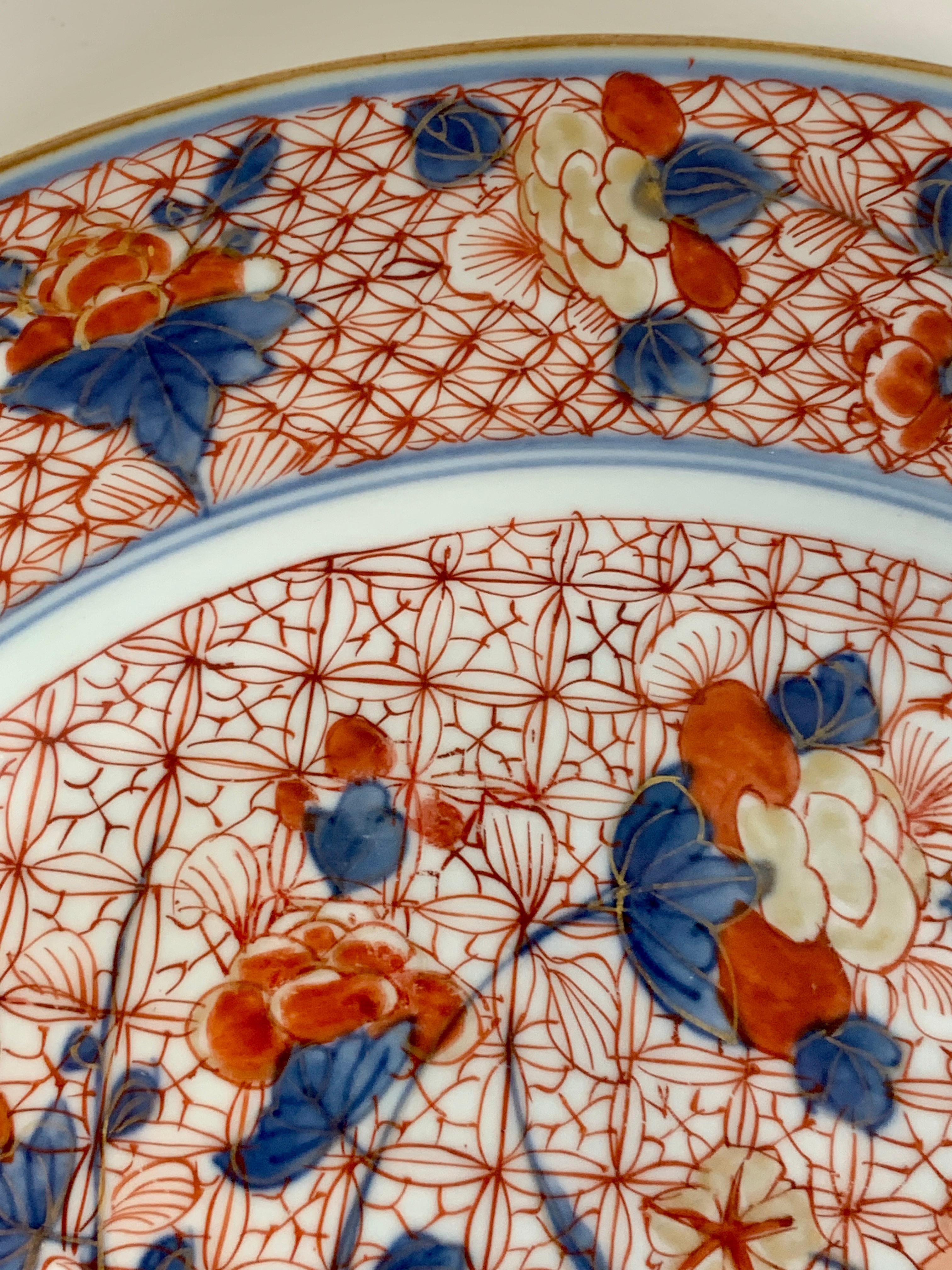 Pair Large Chinese Imari Porcelain Dishes Hand-Painted, Circa 1760 4