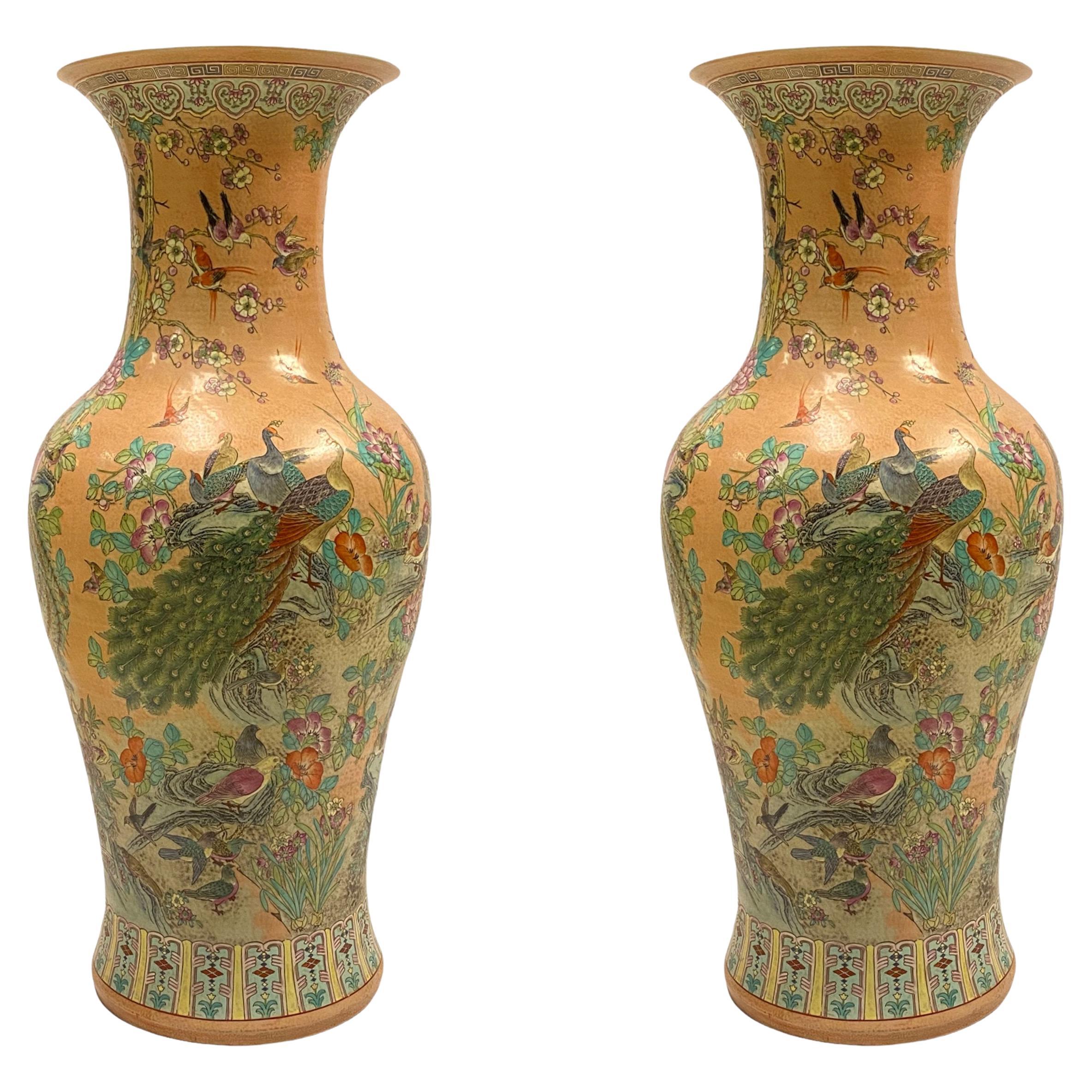 Pair Large Chinese Republic Period Porcelain Vases For Sale