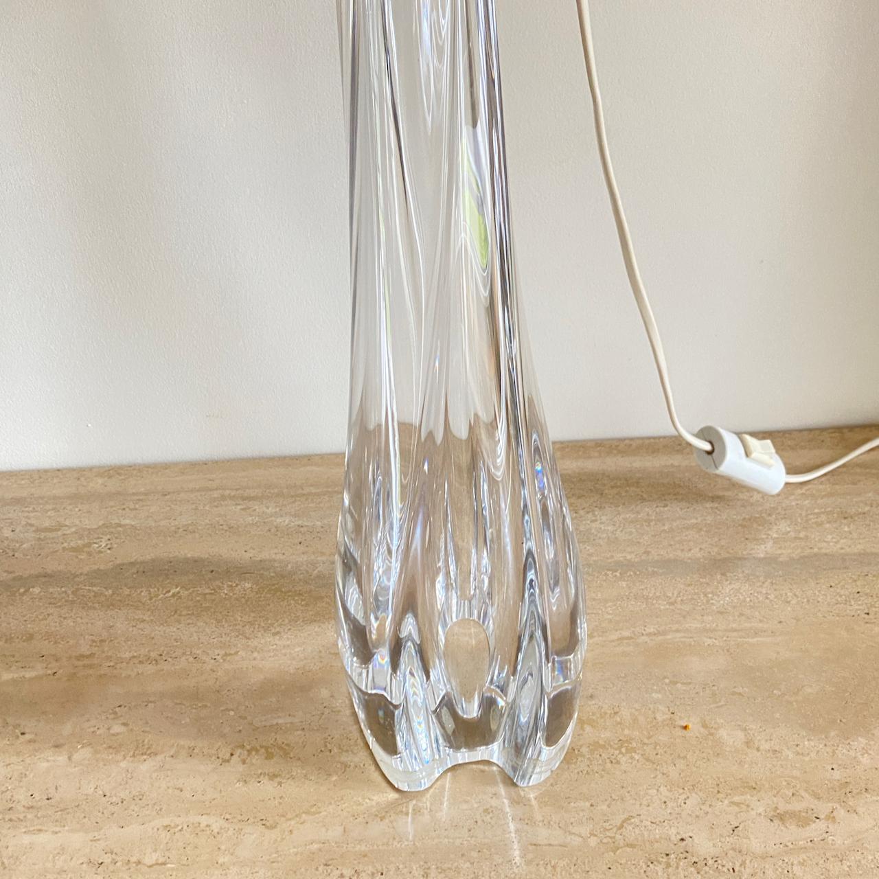 Pair large clear crystal Val Saint Lambert table lamps, 1950's For Sale 4