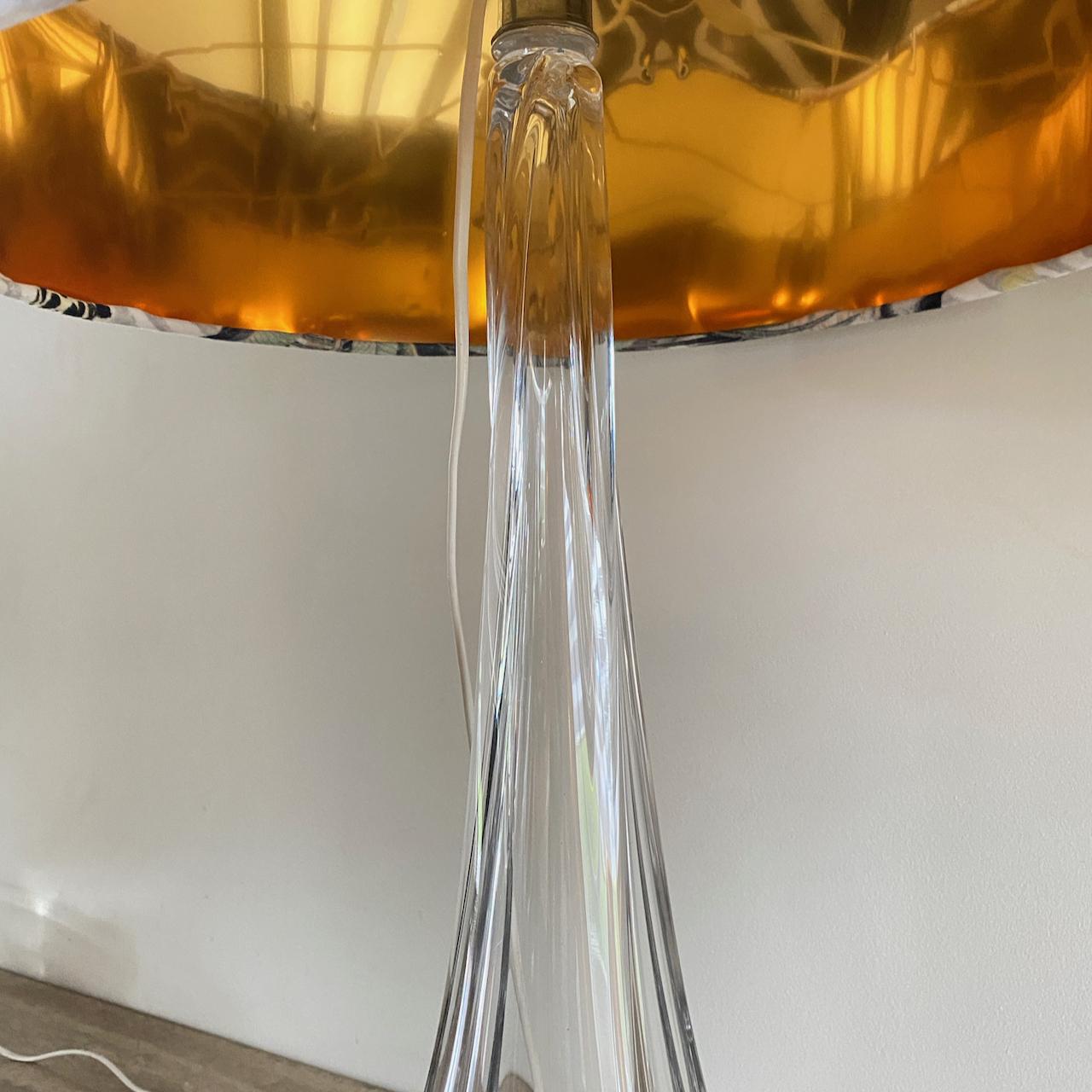 Crystal Pair large clear crystal Val Saint Lambert table lamps, 1950's For Sale