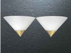 Pair Large Cone Style Sconces Glashütte Limburg, Germany, 1980s
