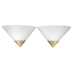 Pair Large Cone Style Sconces Glashütte Limburg, Germany, 1980s