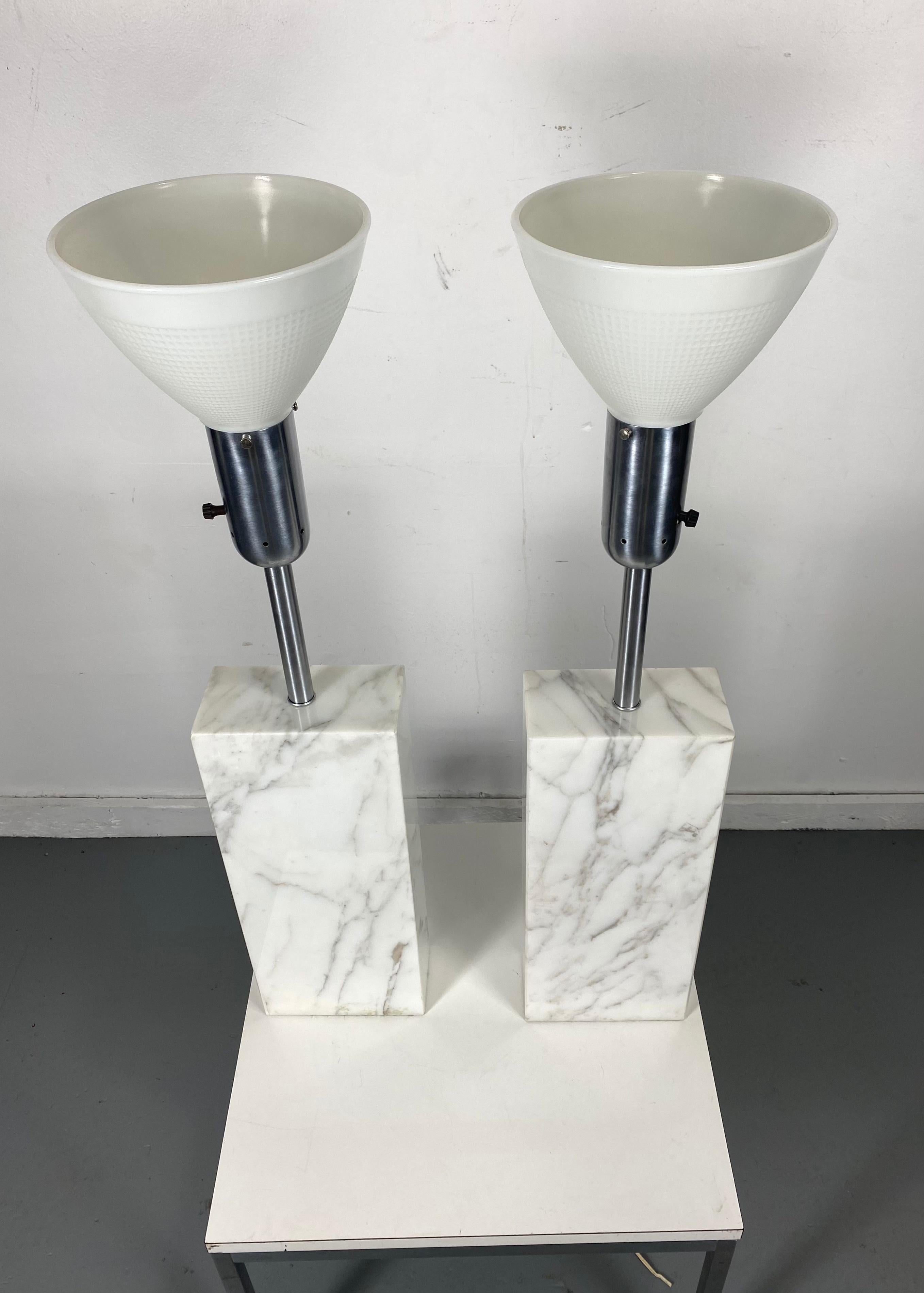 Pair Large Elizabeth Kauffer Nessen Studios Marble Table Lamps In Good Condition For Sale In Buffalo, NY